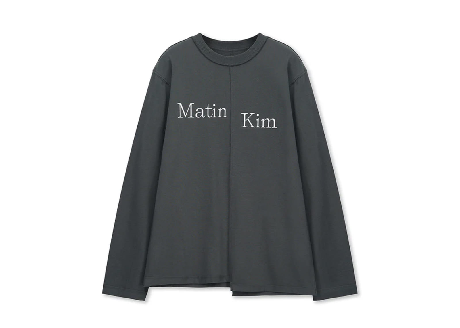 Matin Kim Asymmetric Logo Top Charcoal TS308