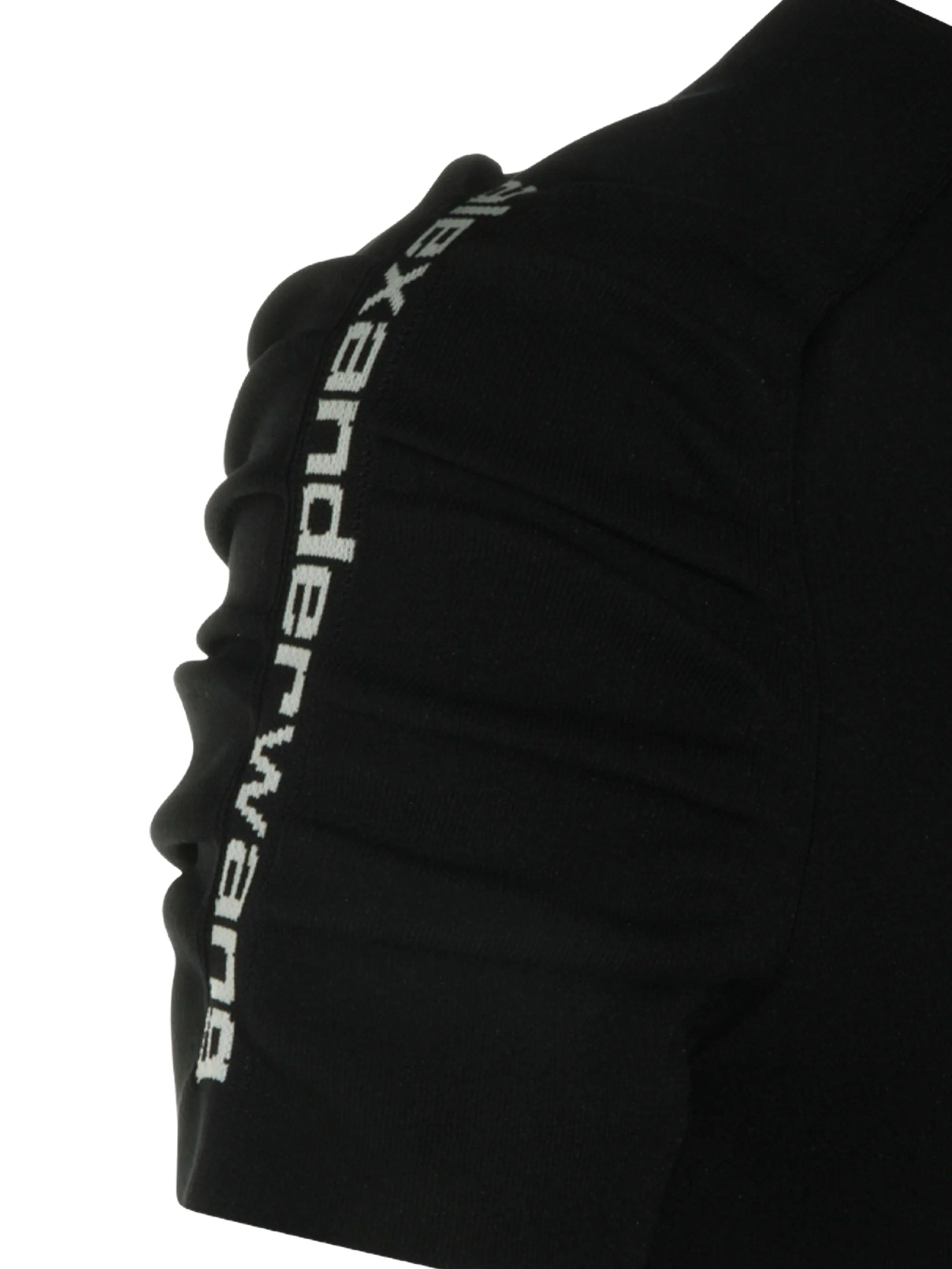 Alexander Wang logo - print ruched - sleeve dress