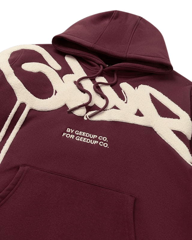 Geedup Handstyle Hoodie Maroon Cream