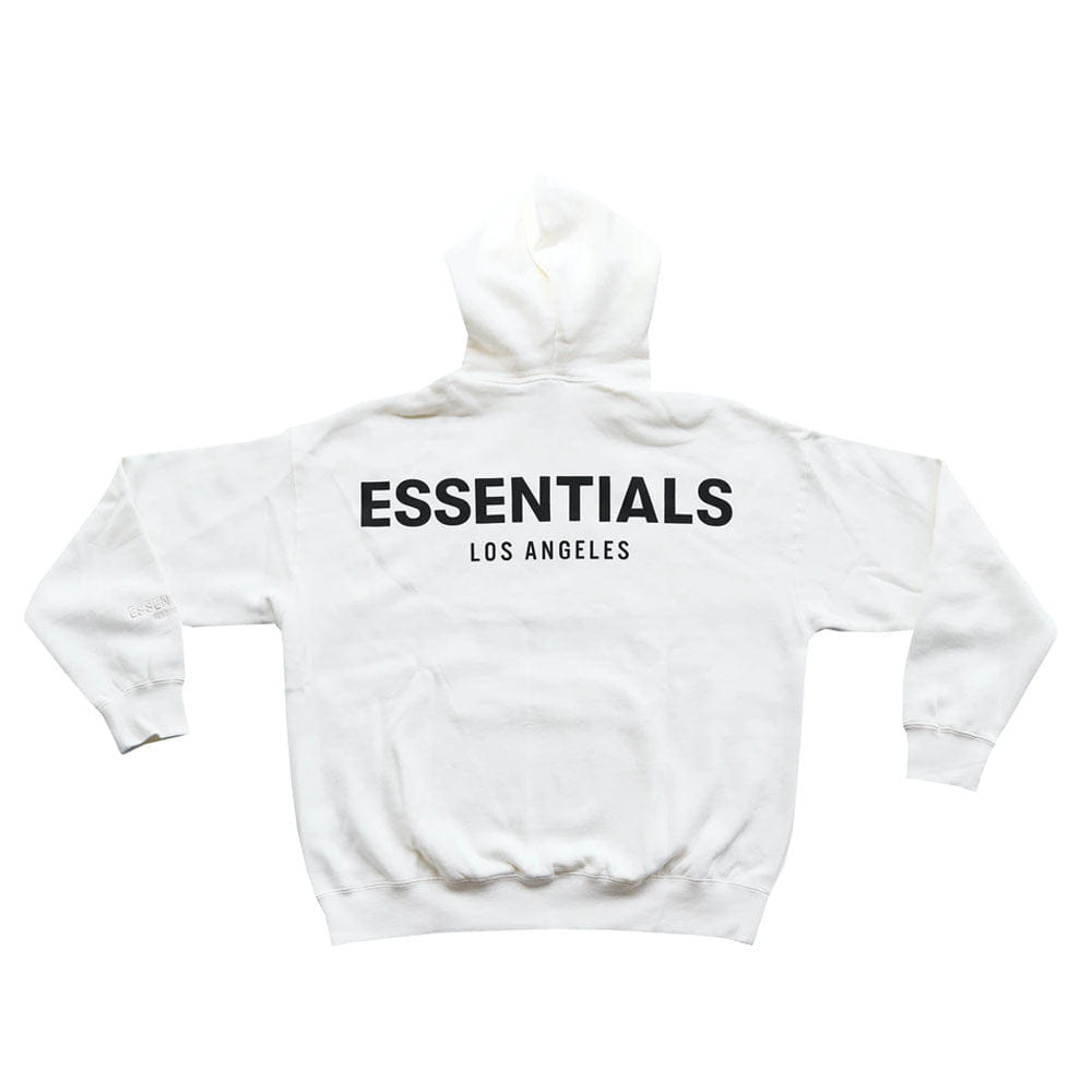 FOG ESSENTIALS LOS ANGELES EXCLUSIVE REFLECTIVE LOGO WHITE HOODIE