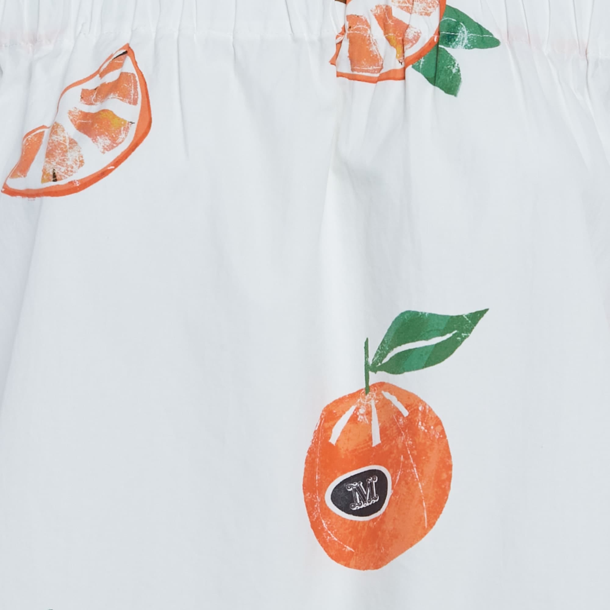 Max Mara White Orange Print Poplin Off - Shoulder Blouse