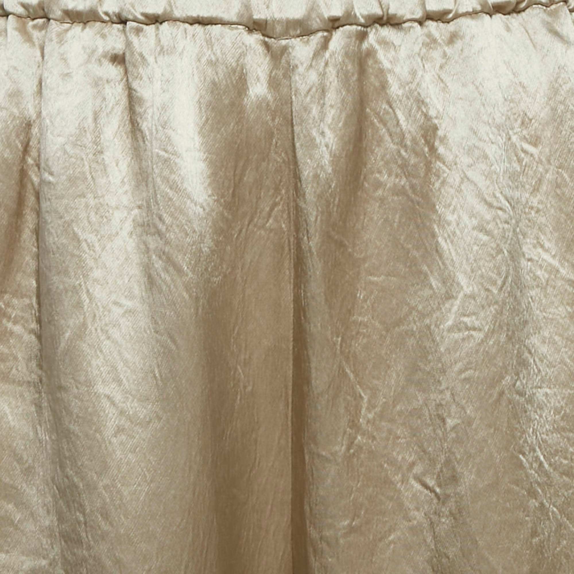 Max Mara Champagne Satin Wide Leg Trousers