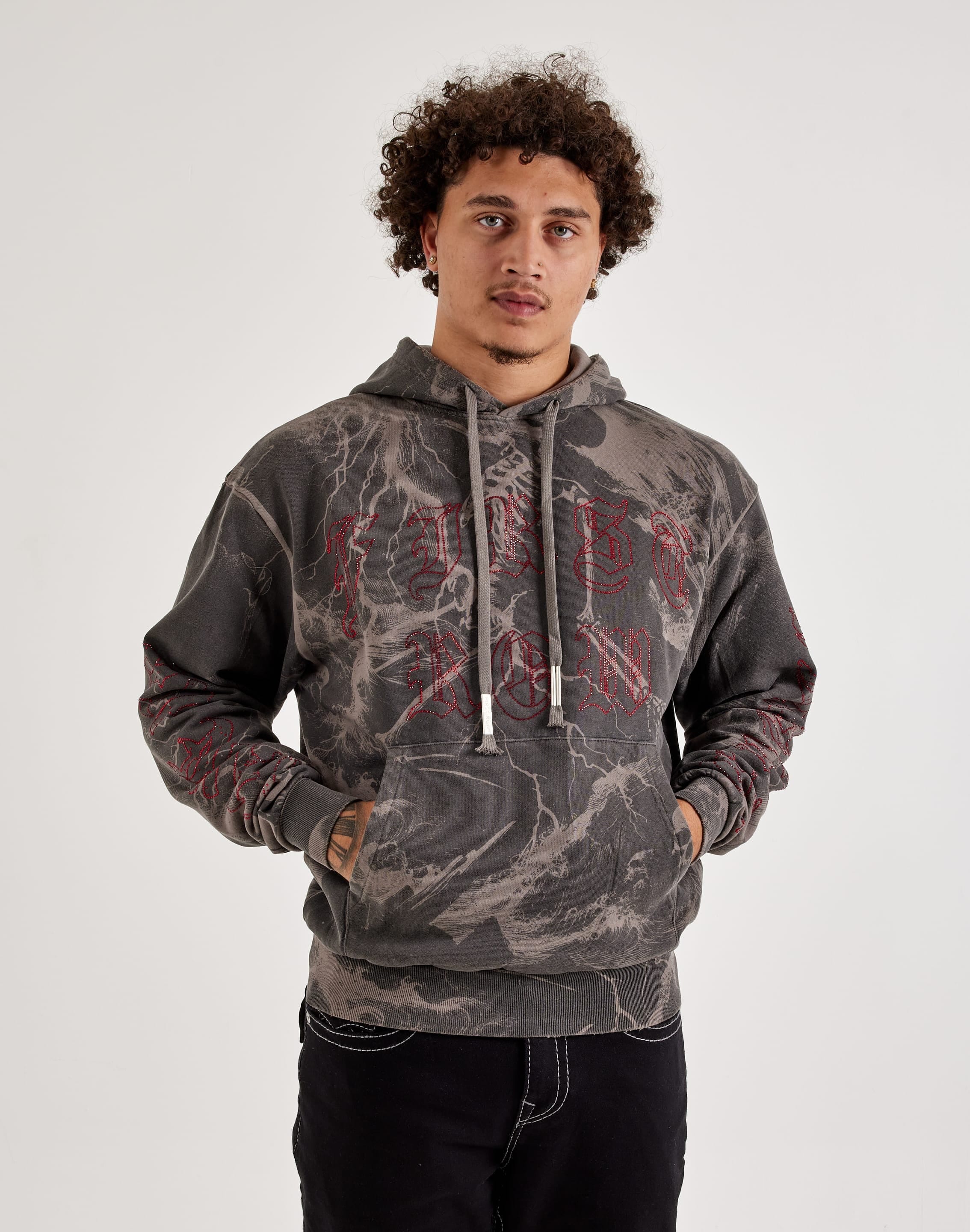 First Row Lightning Skull Fleece Pullover Hoodie