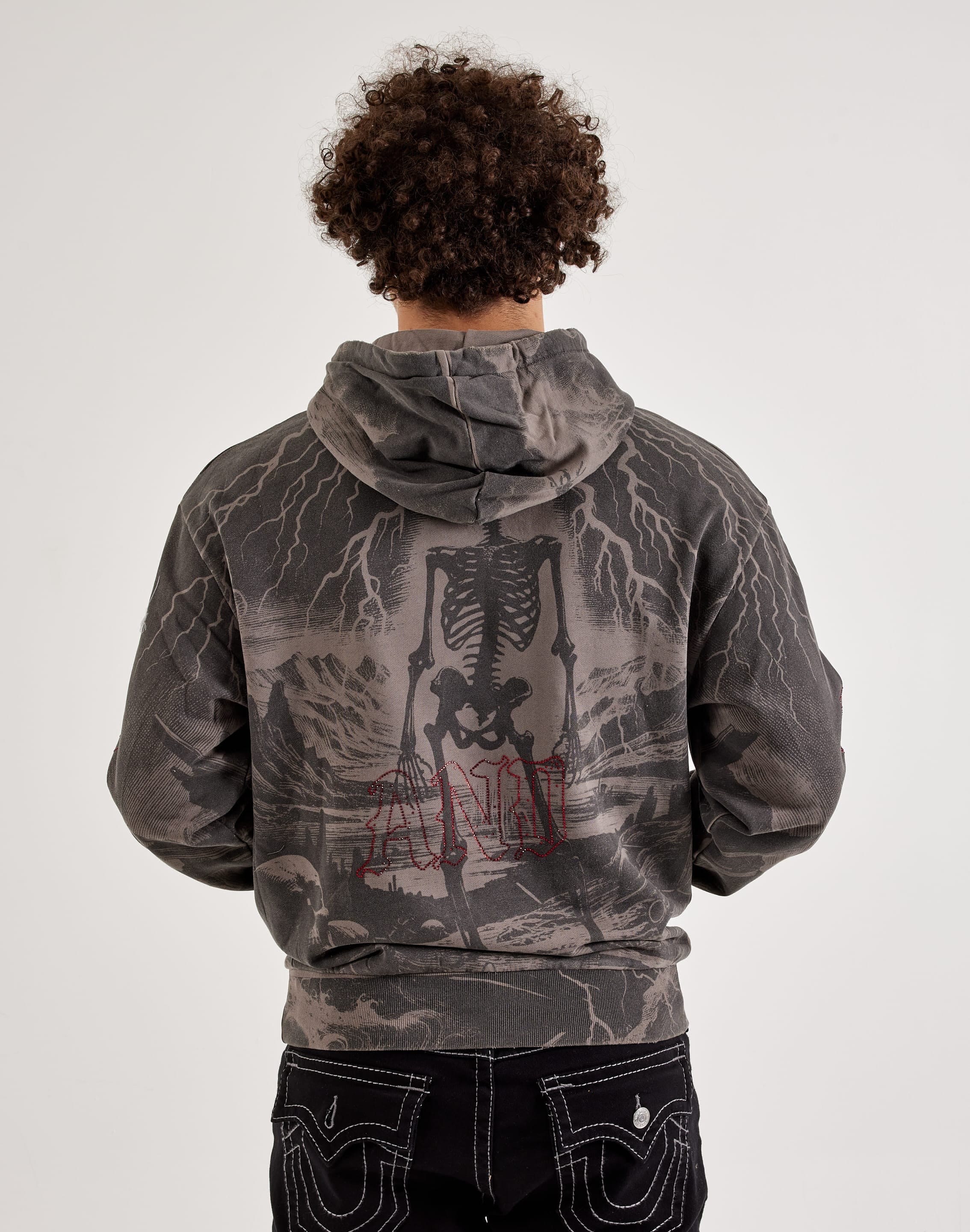 First Row Lightning Skull Fleece Pullover Hoodie