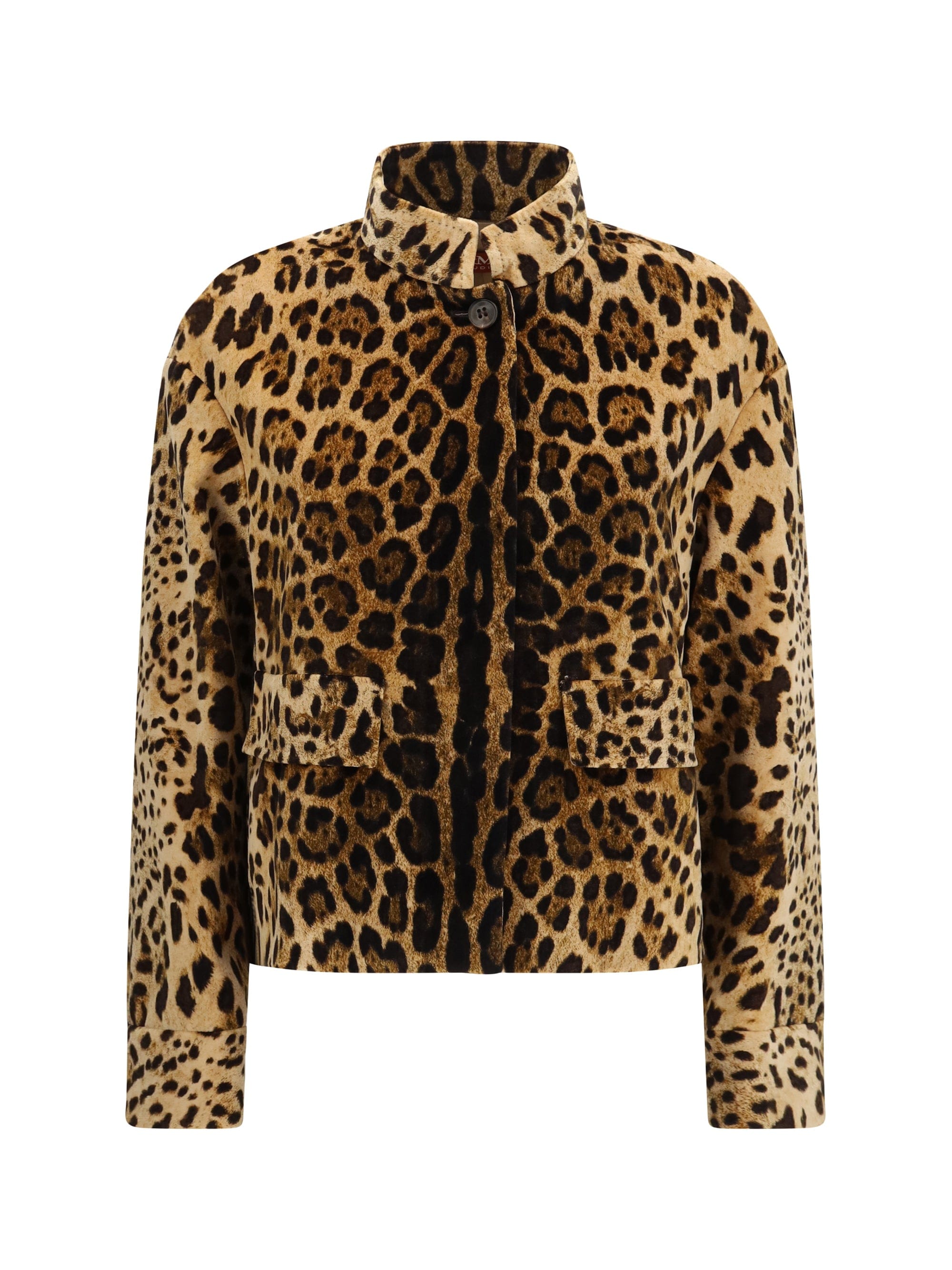 Max Mara Studio Leopard - Print Velvet Jacket — Beige