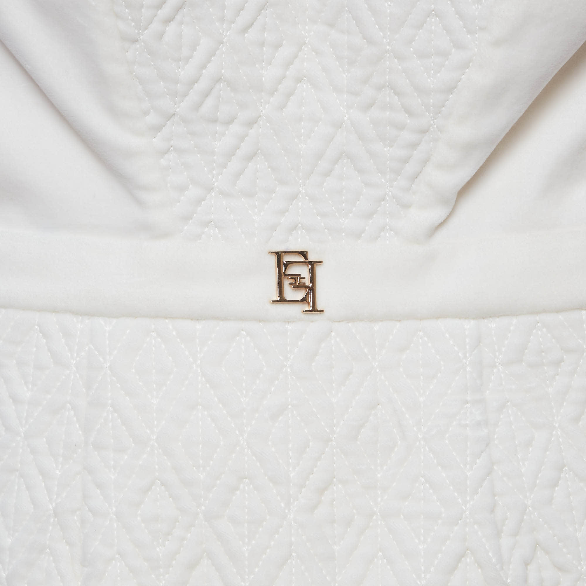 Elisabetta Franchi Off White Textured Velvet Strapless Mini Dress