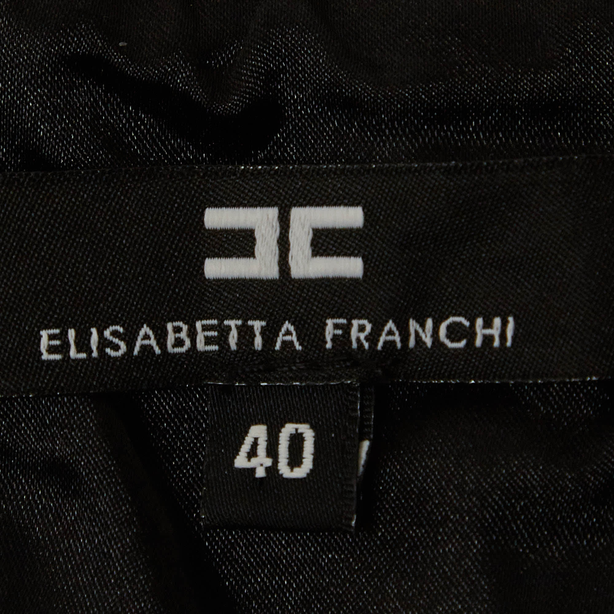 Elisabetta Franchi Monochrome Abstract Print Stretch Crepe Bustier Mini Dress