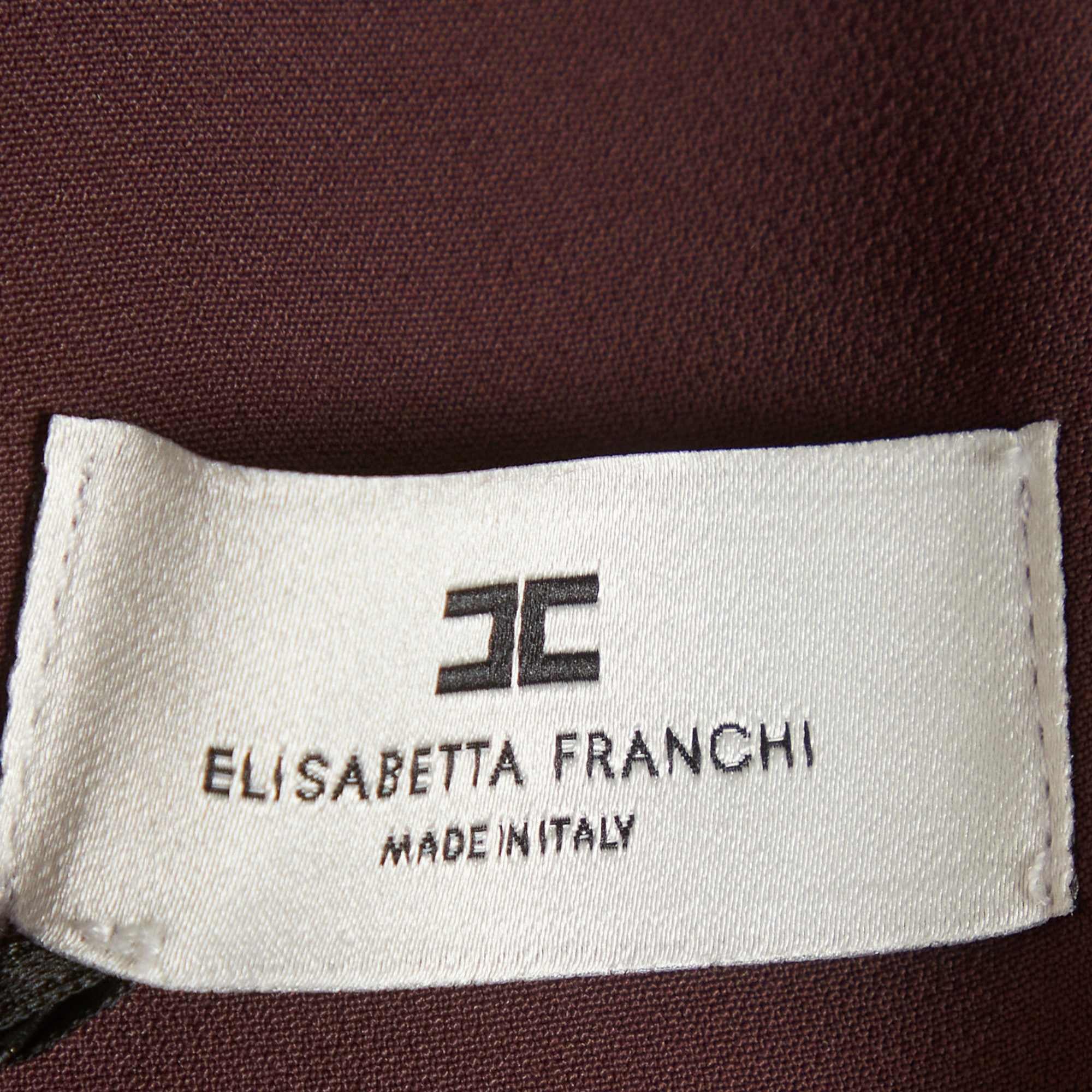 Elisabetta Franchi Brown Stretch Crepe Draped Merlot Mini Dress