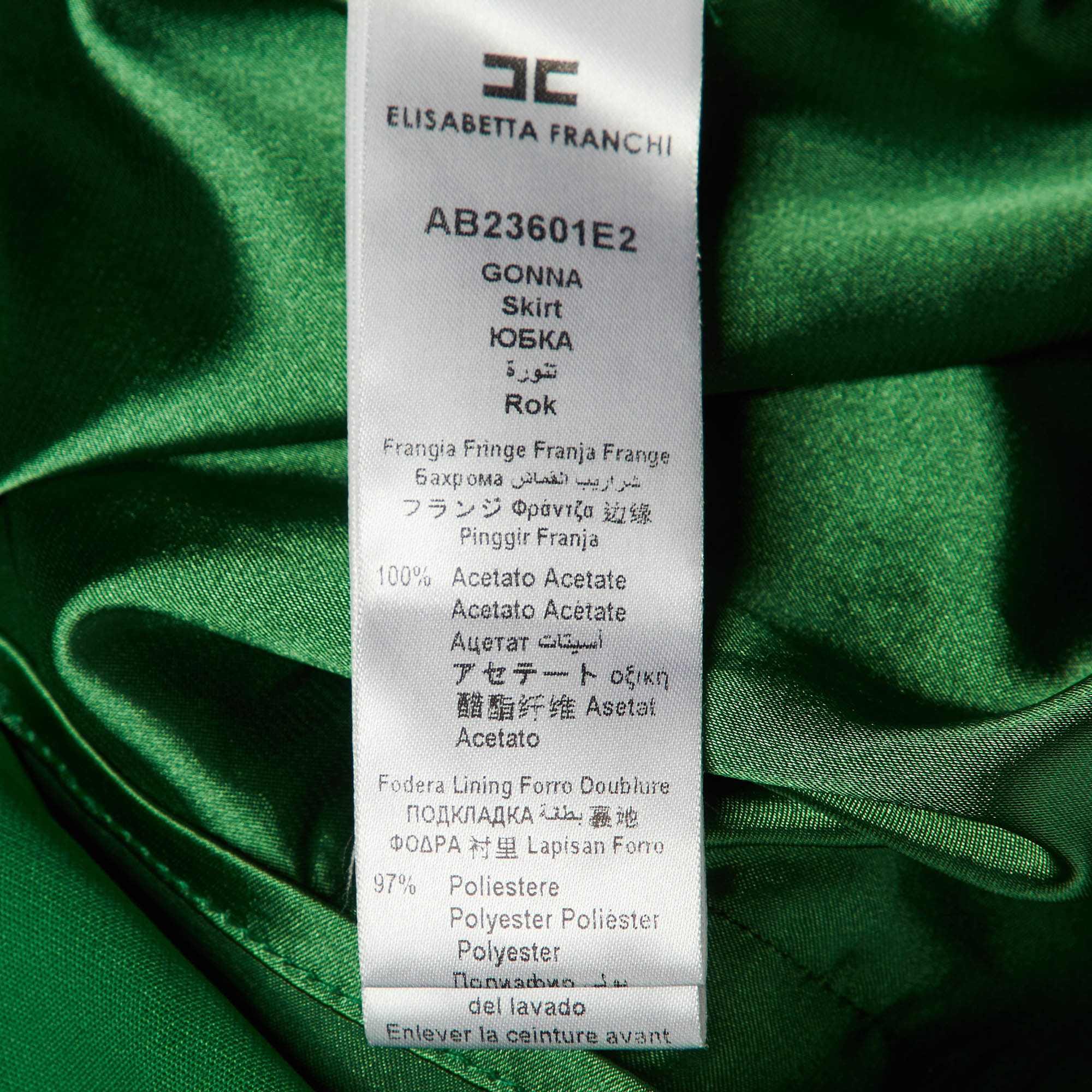 Elisabetta Franchi Green Crepe Fringe Detachable Mini Dress