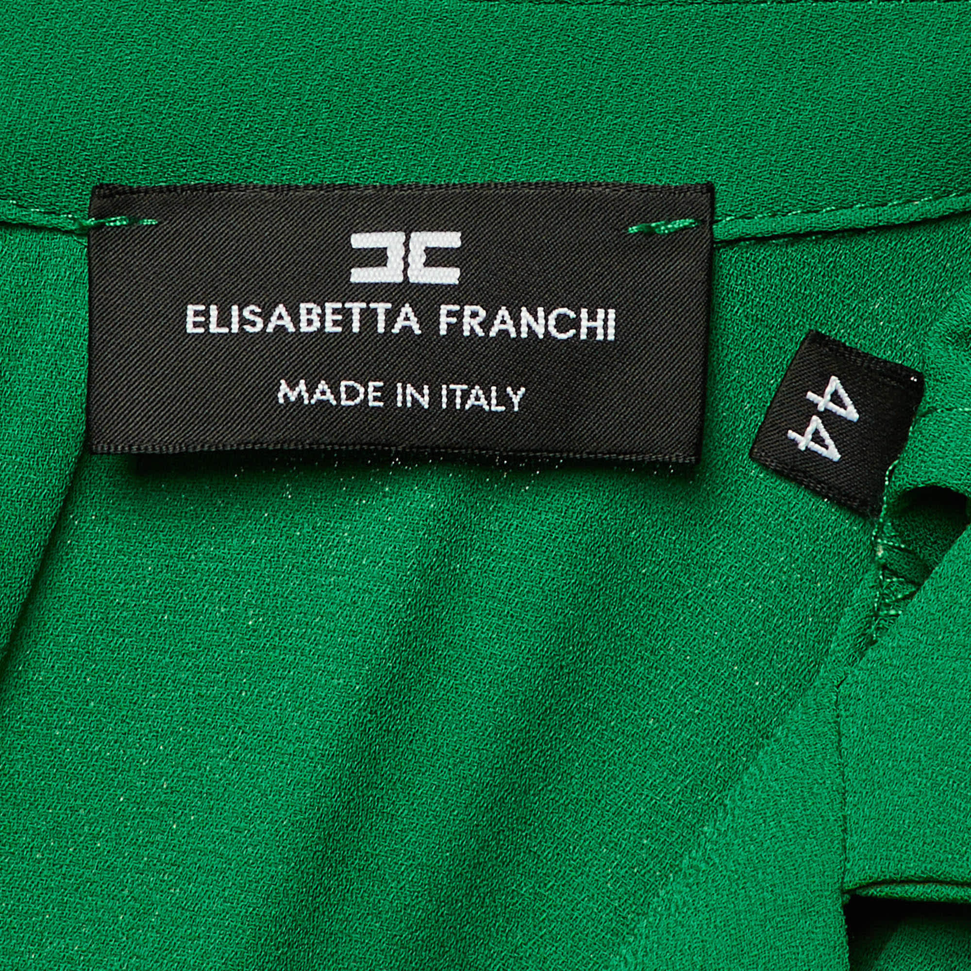 Elisabetta Franchi Green Crepe Fringe Detachable Mini Dress