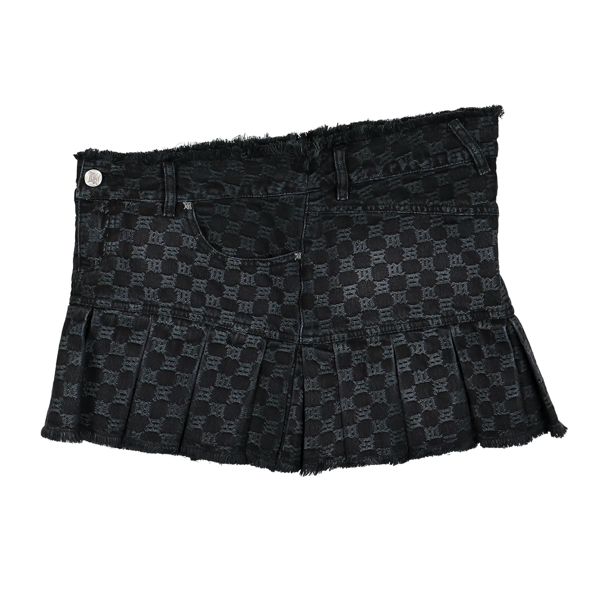 Misbhv Monogram Denim Pleated Skirt