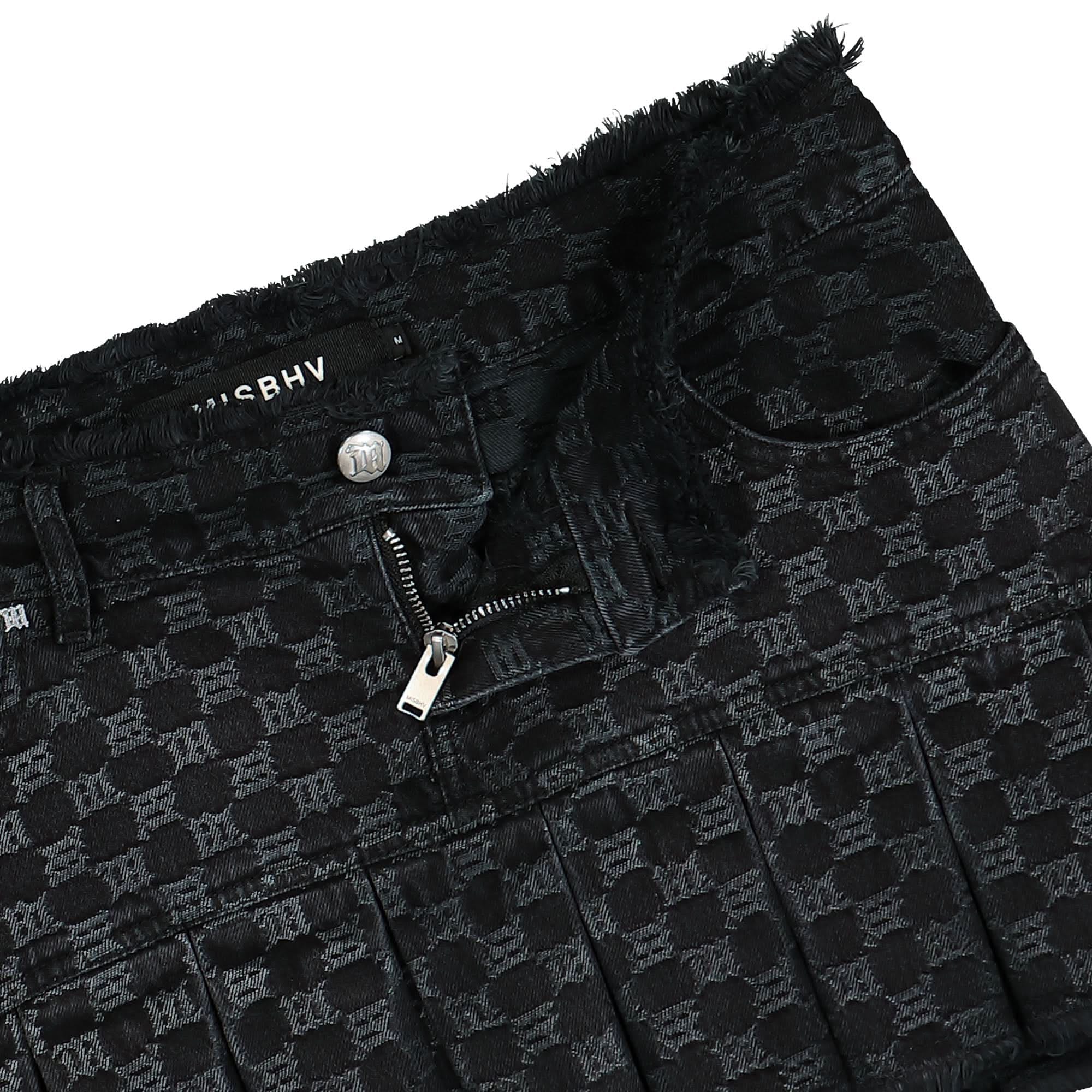 Misbhv Monogram Denim Pleated Skirt