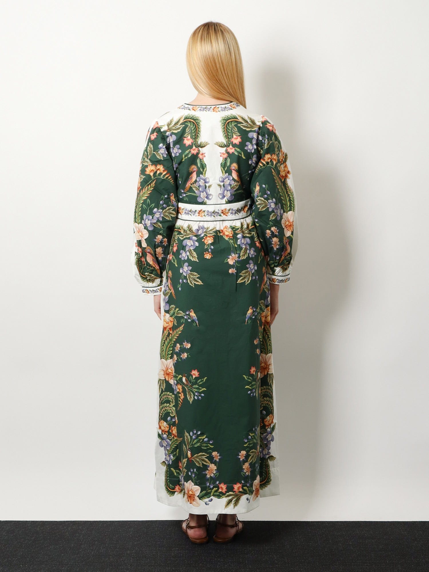 FARM RIO Long cotton dress with floral print