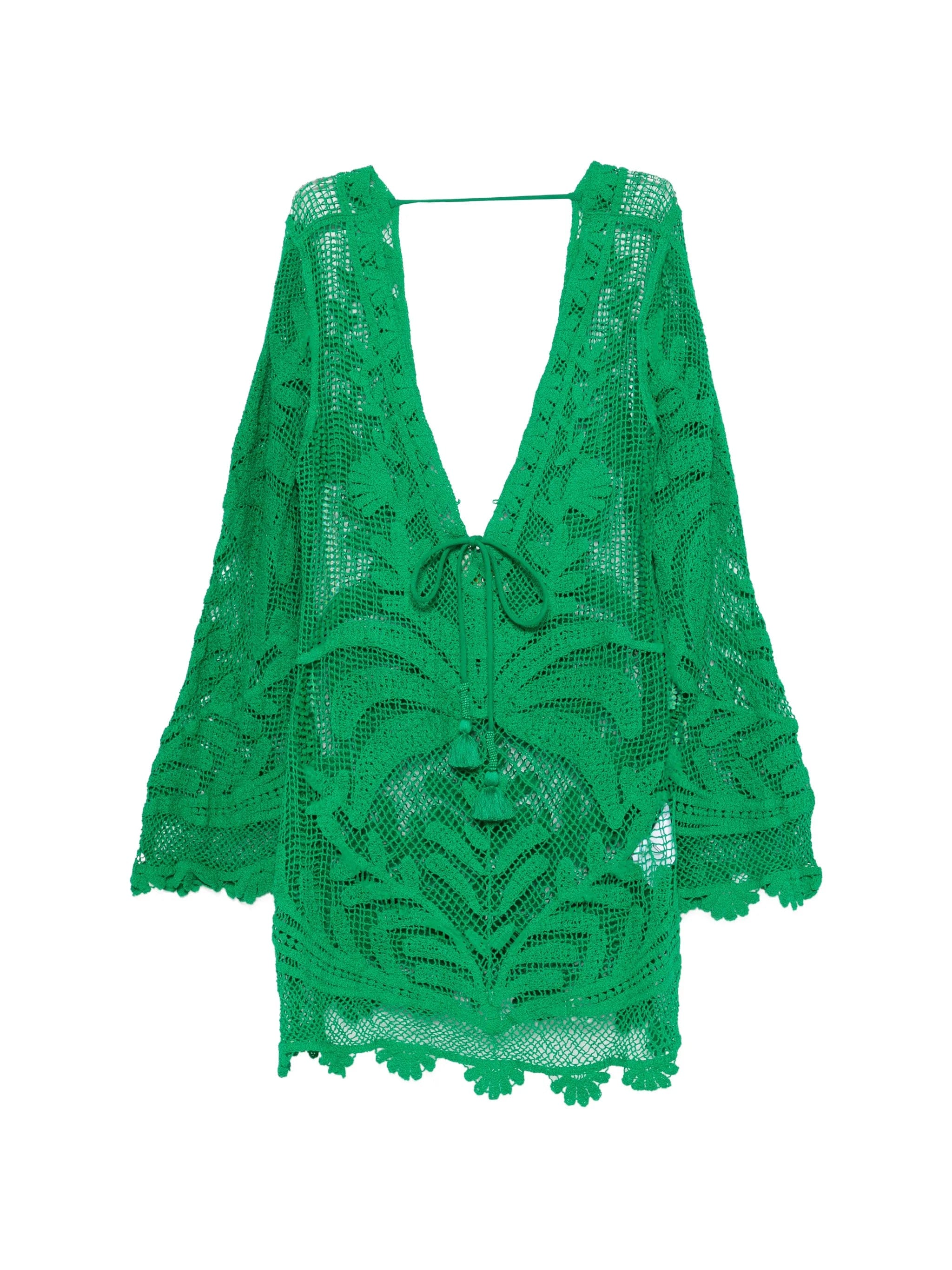 FARM Rio crochet - knit tassel - detail mini dress