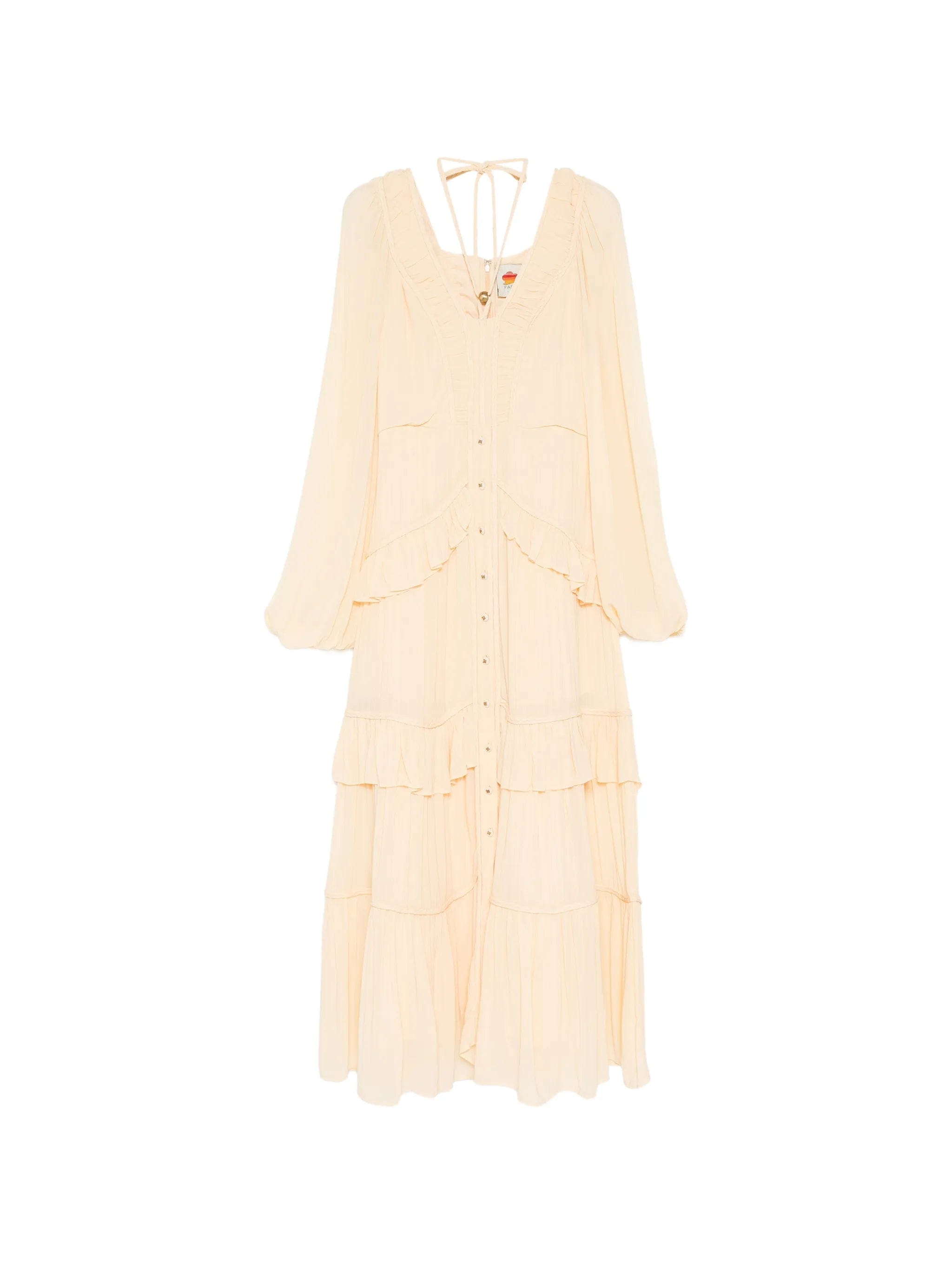 FARM Rio ruffled V - neck maxi dress