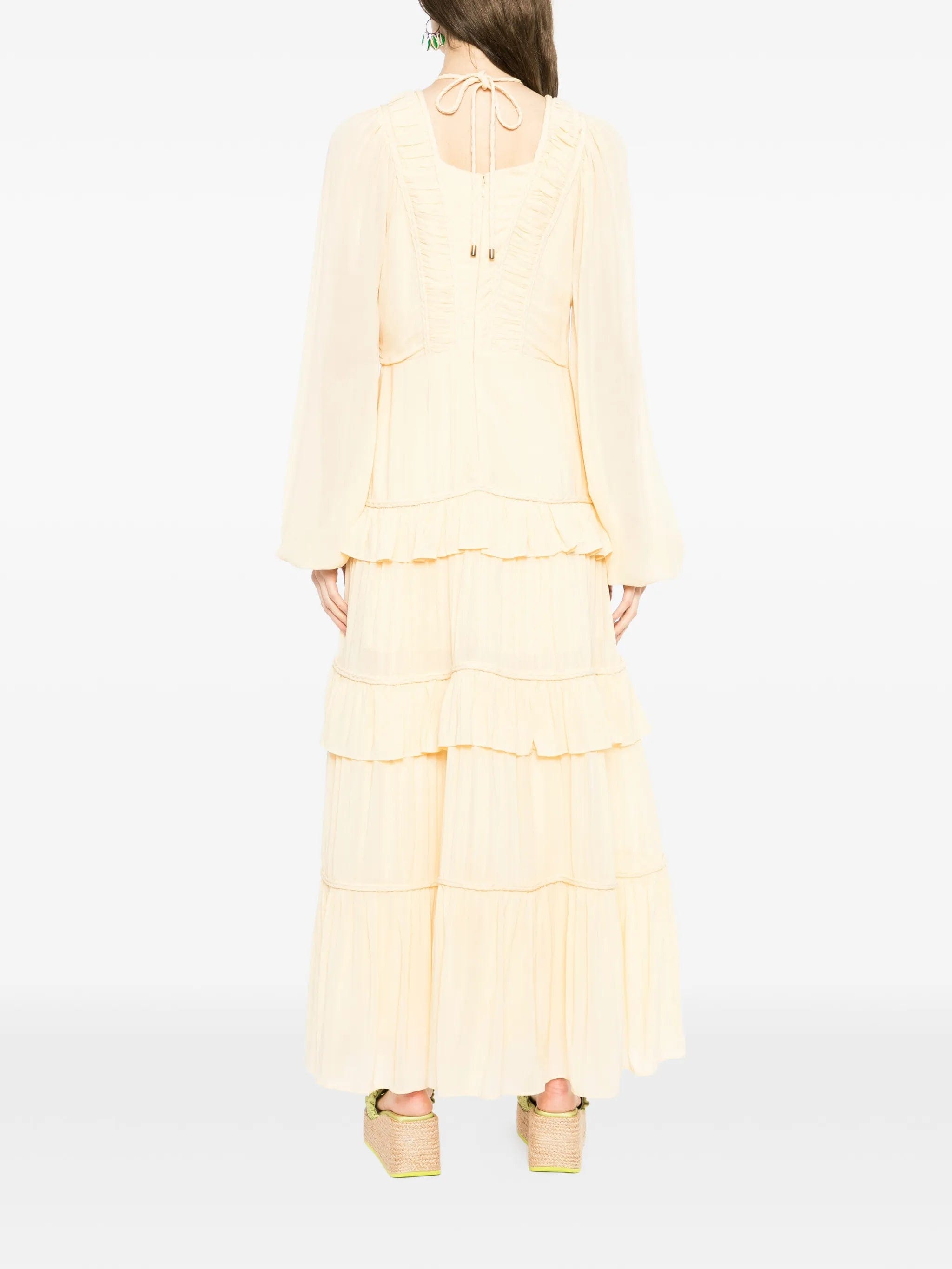 FARM Rio ruffled V - neck maxi dress