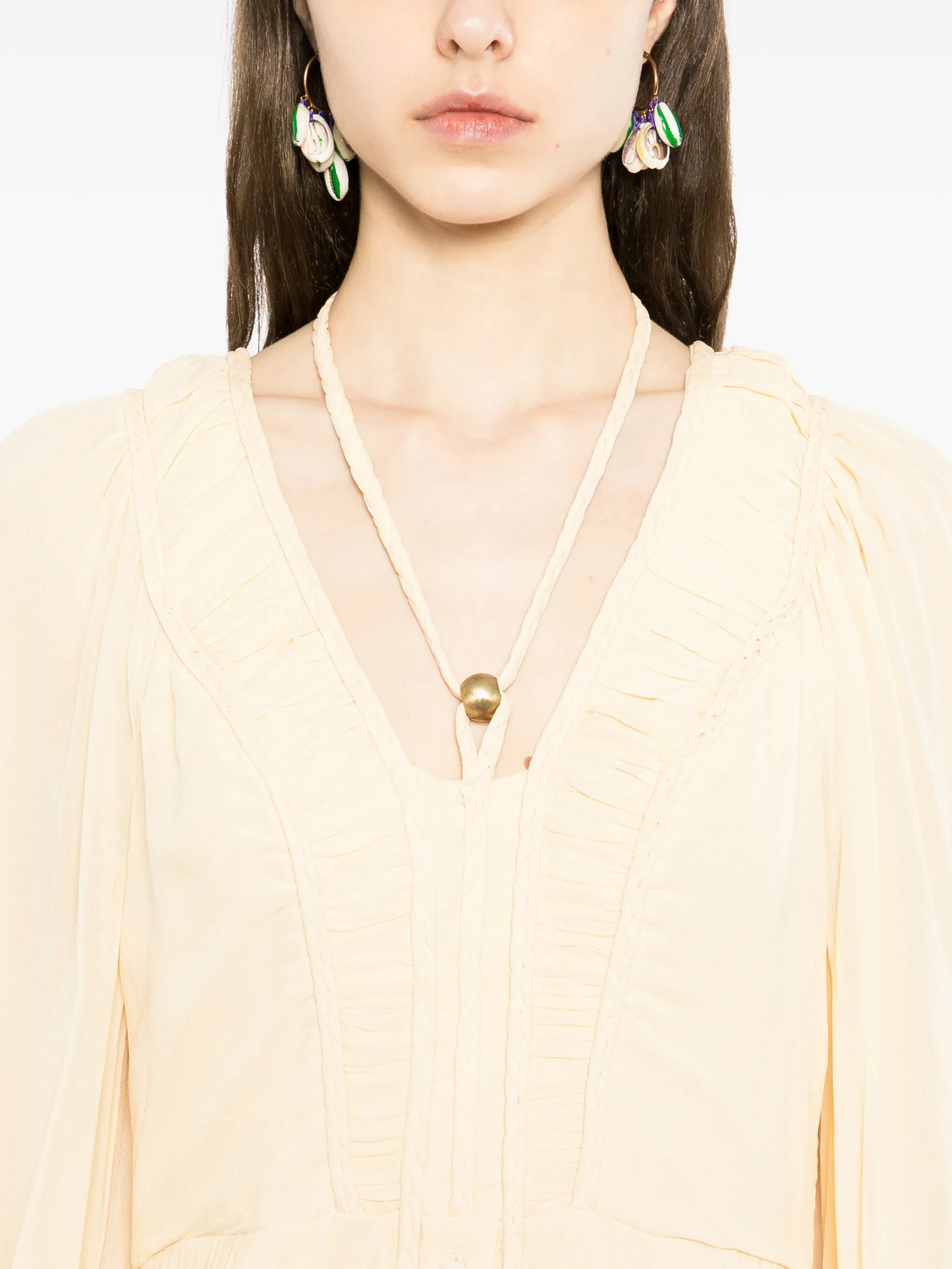 FARM Rio ruffled V - neck maxi dress