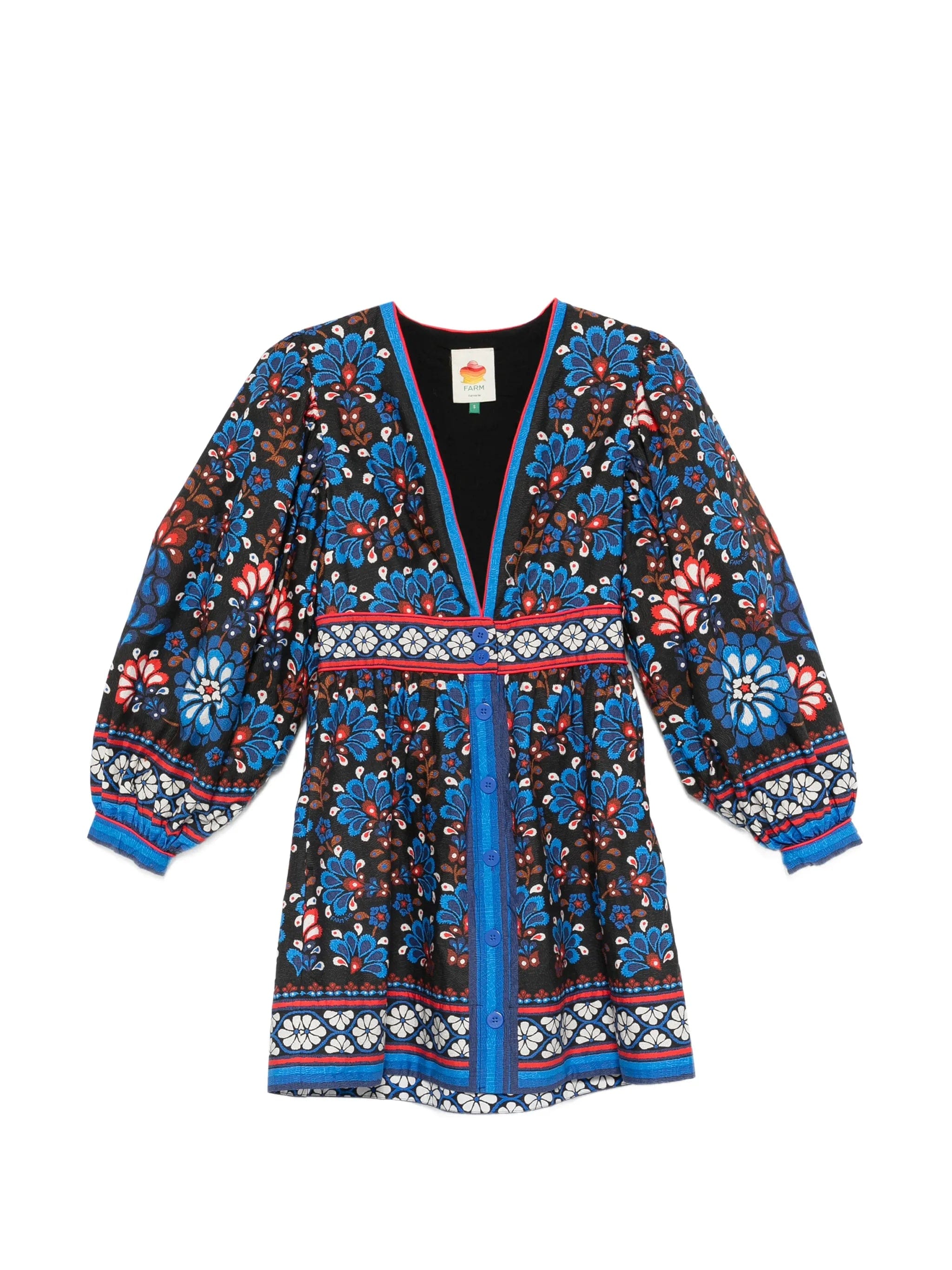 FARM Rio Latina Scarf V - neck mini dress
