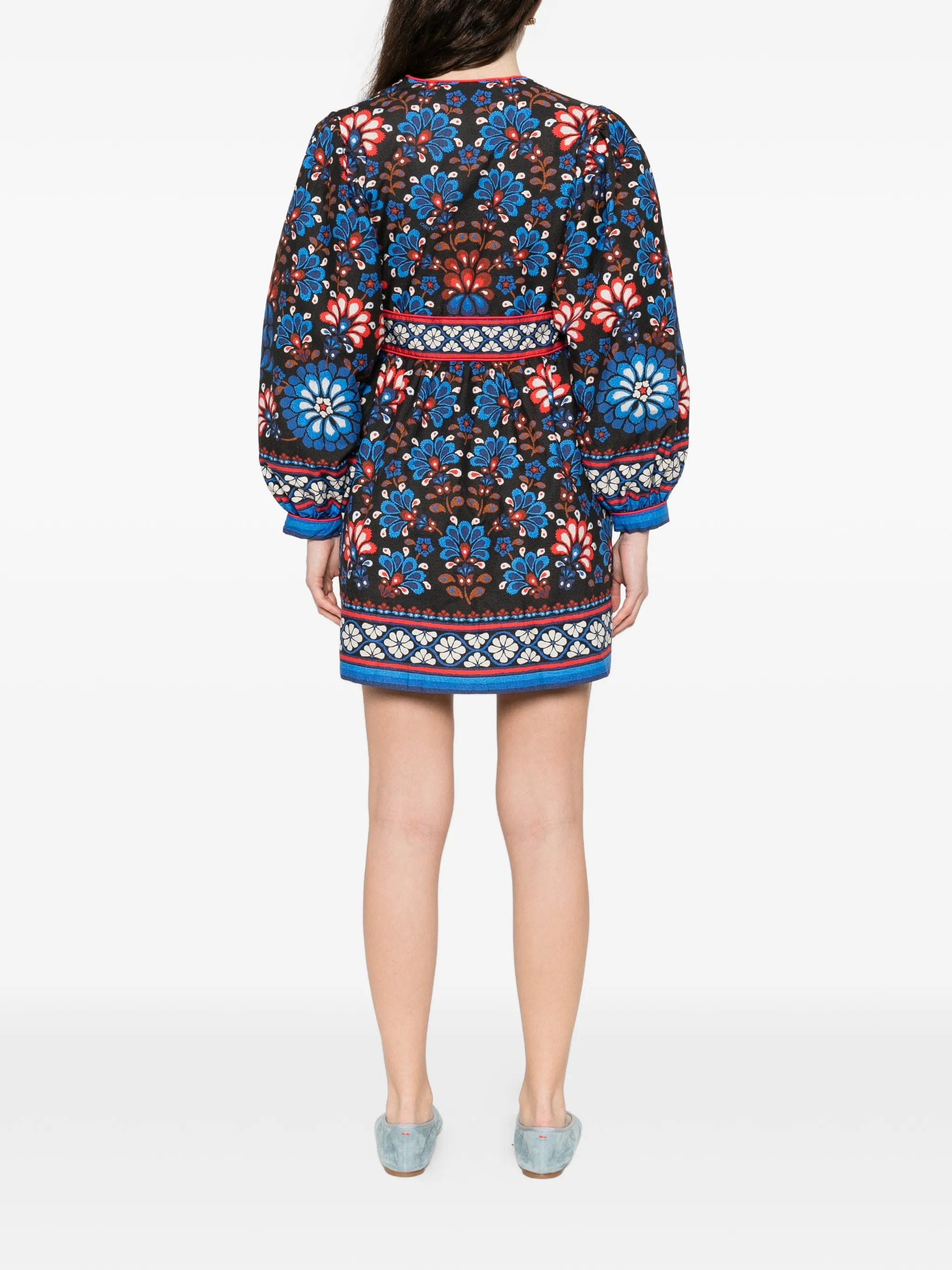 FARM Rio Latina Scarf V - neck mini dress
