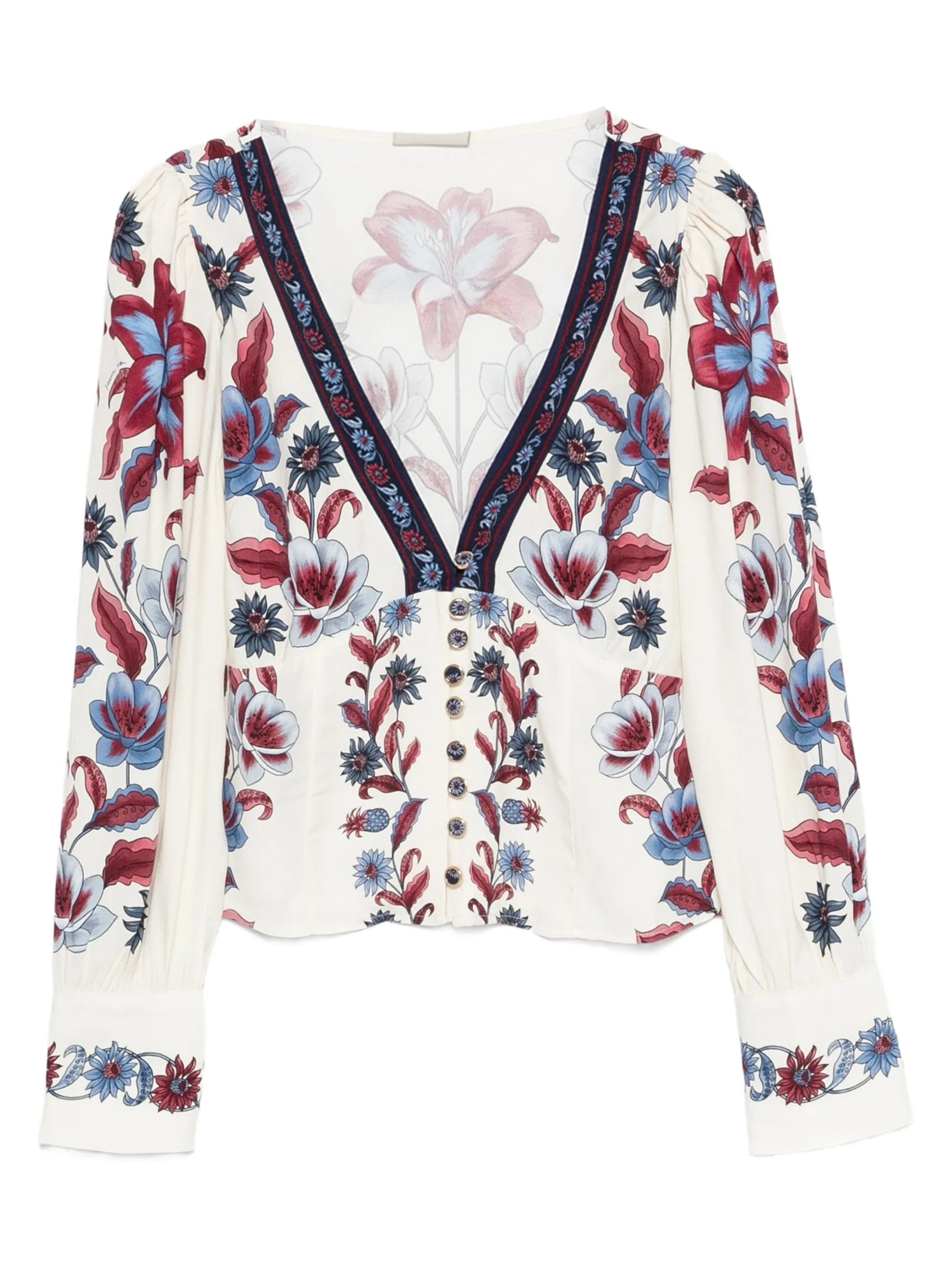 FARM Rio floral - print V - neck blouse