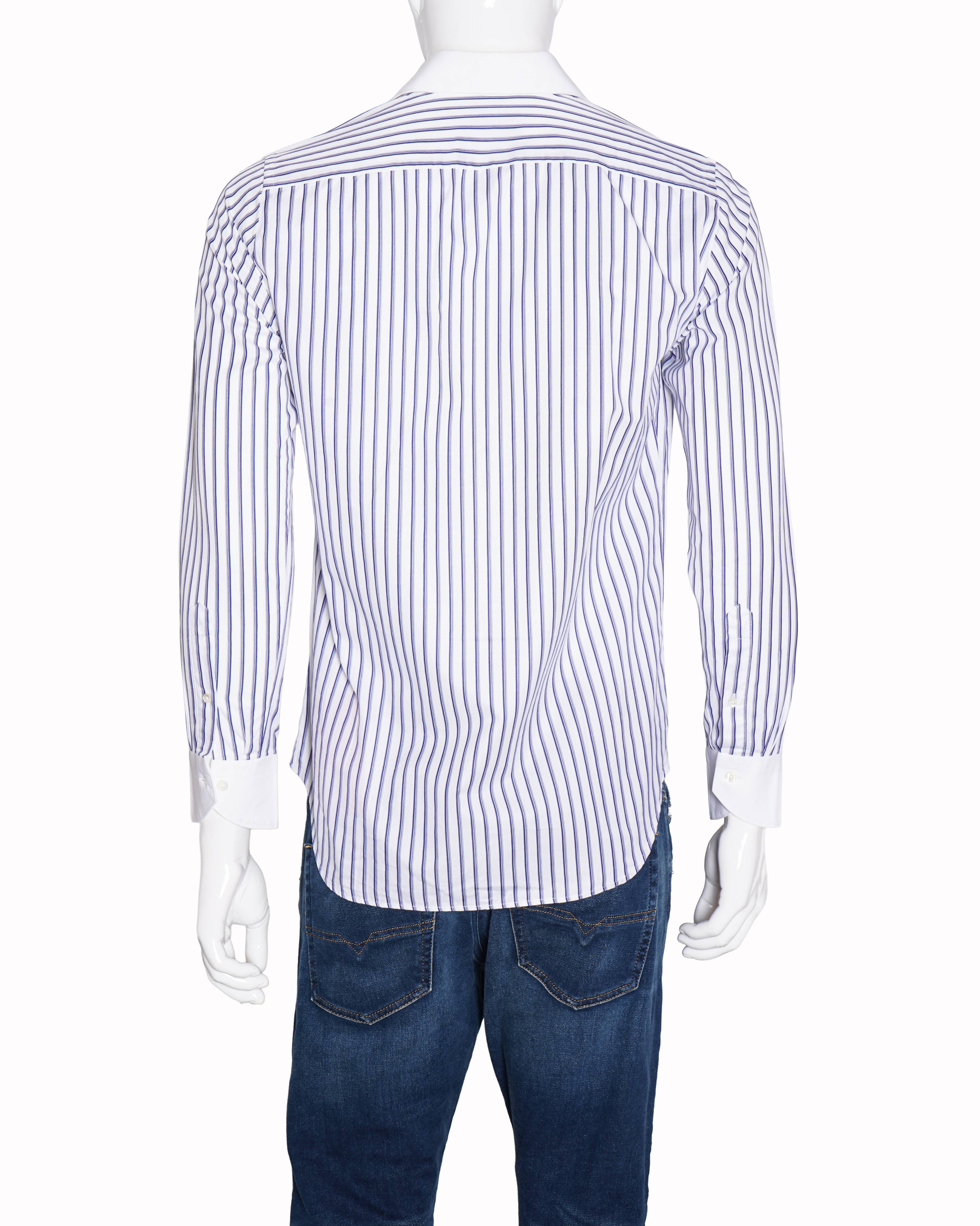 Canali Men's Full Sleeve Button Down Shirt In Blue Stripe