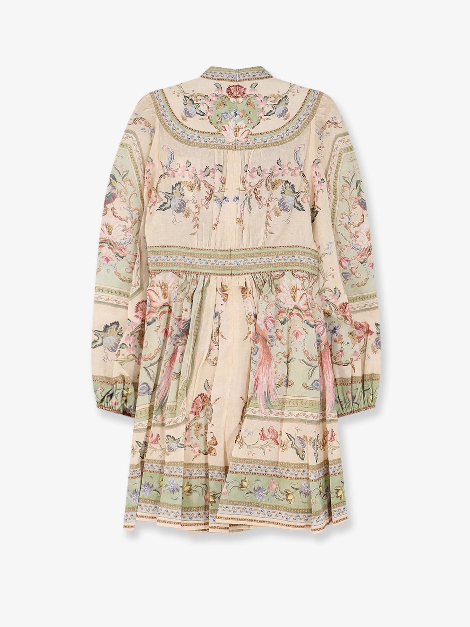 Zimmermann Roselight Plunge Tapestry Print Linen Dress