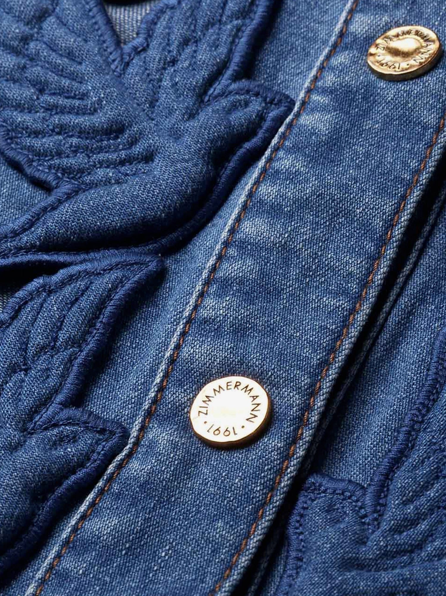 Zimmermann Denim shirt with cut - out embroidery