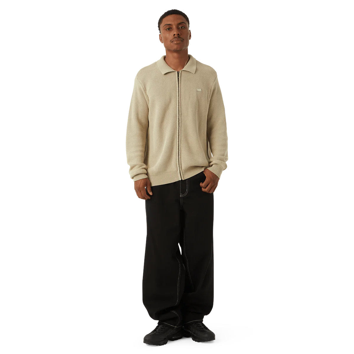 HUF Anton Zip Overdyed Sweater (Putty)