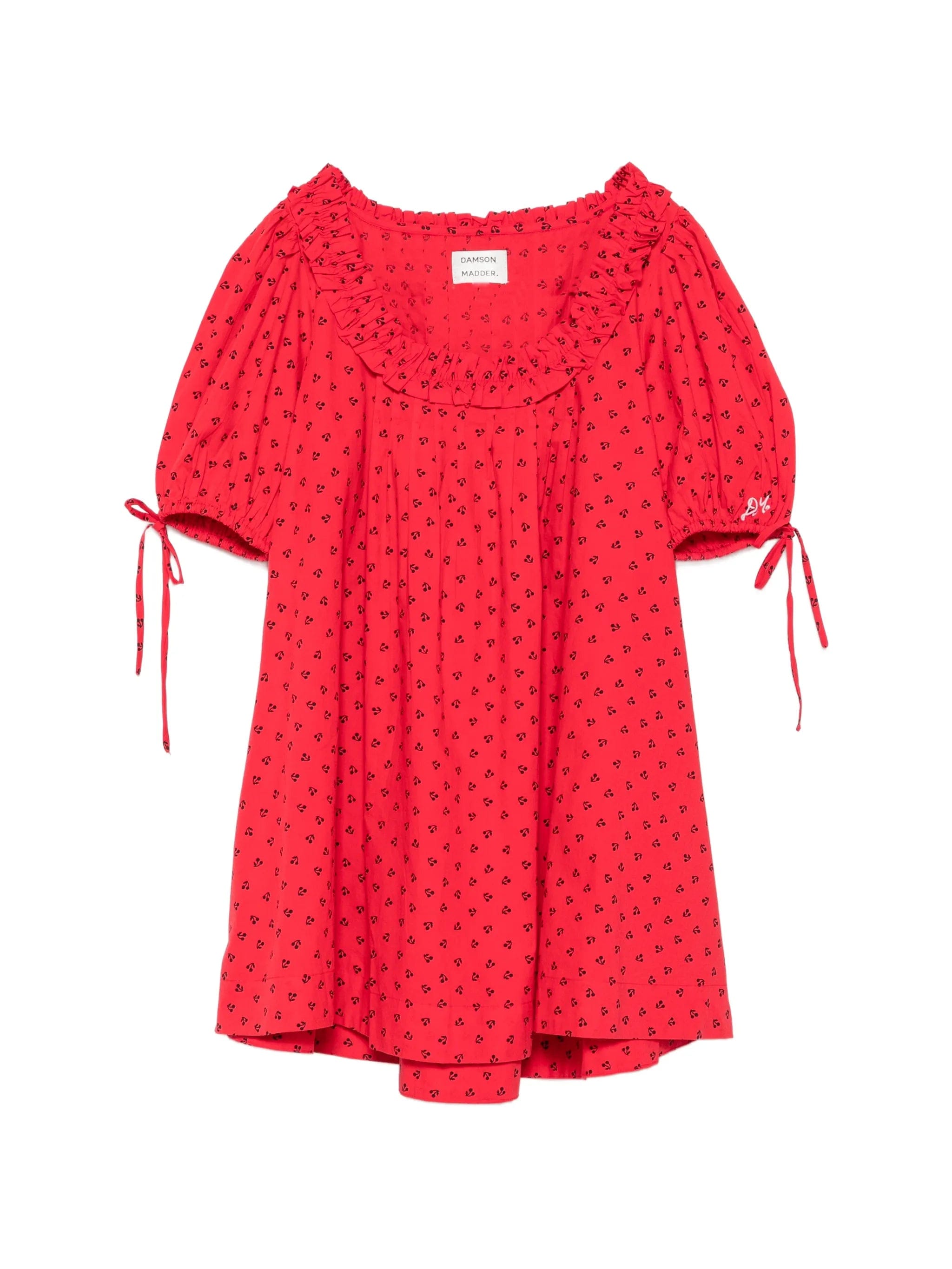 Damson Madder Jemima ruffled cherry - print mini dress