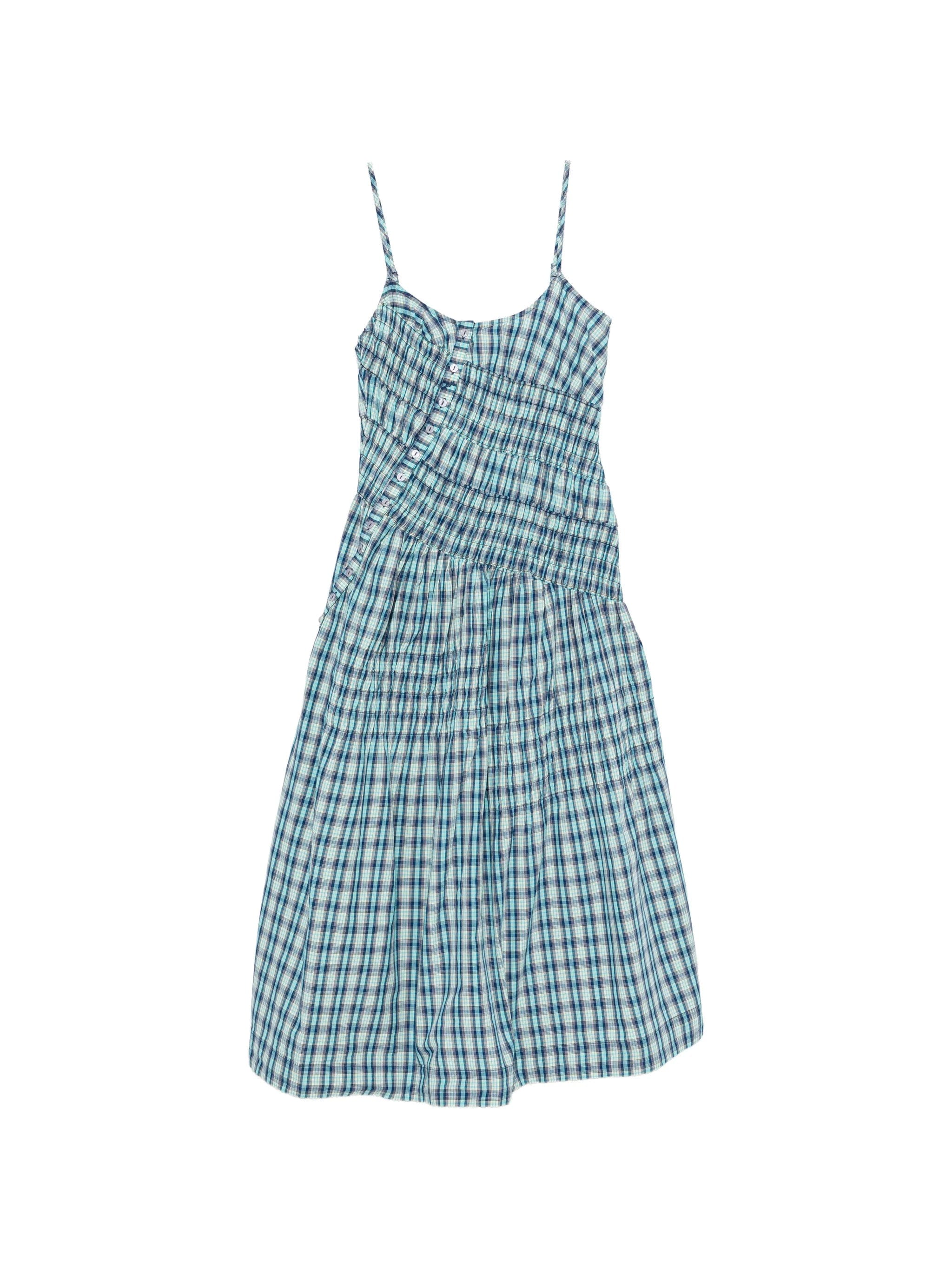 Damson Madder Lyra shirred checked midi dress