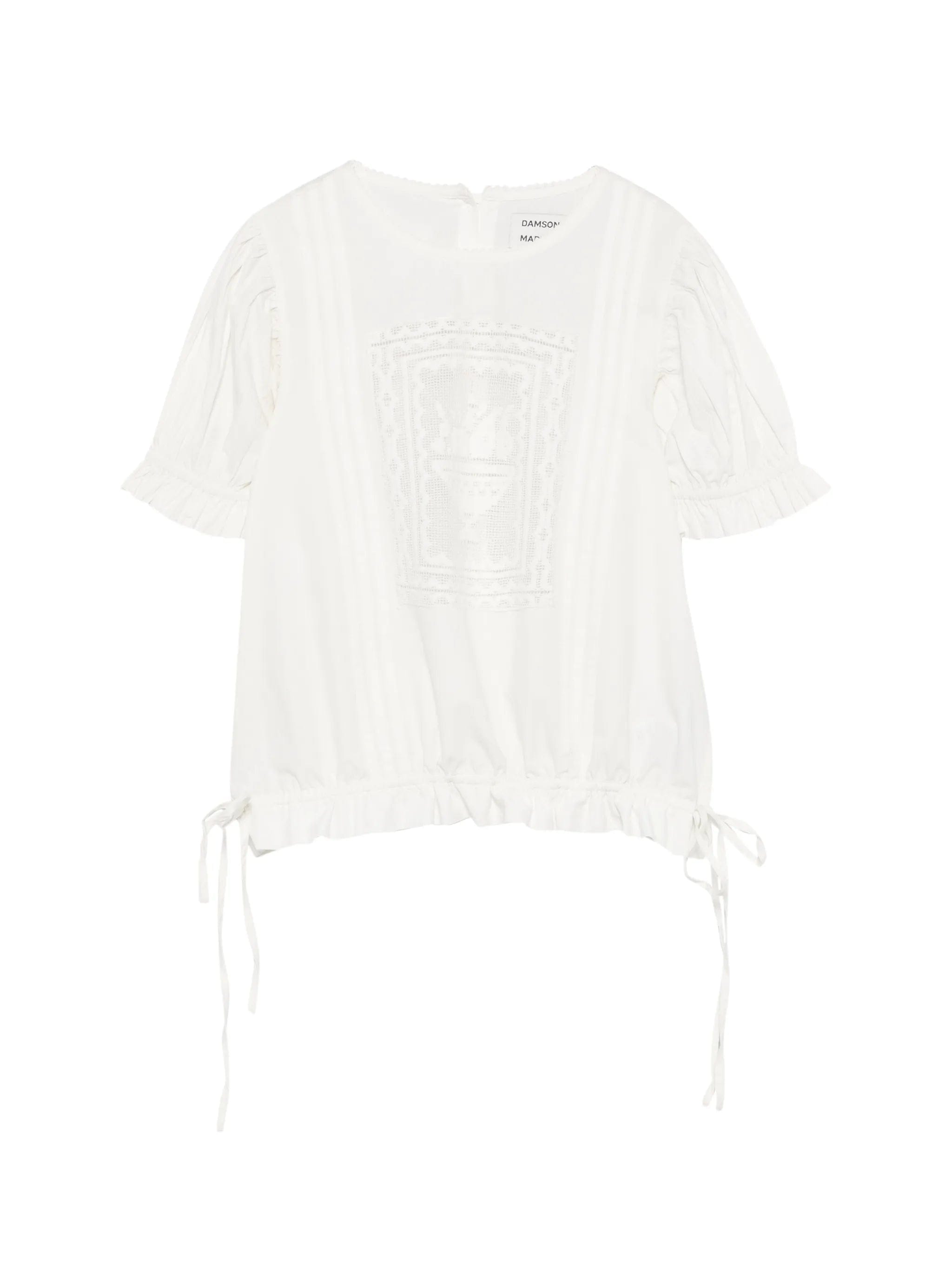 Damson Madder Mabel lace - panelled puffed - sleeve blouse