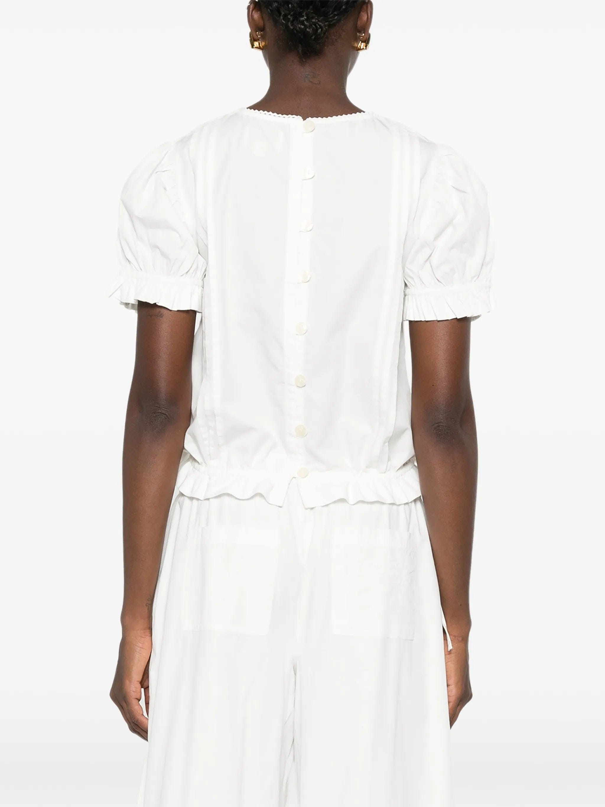 Damson Madder Mabel lace - panelled puffed - sleeve blouse