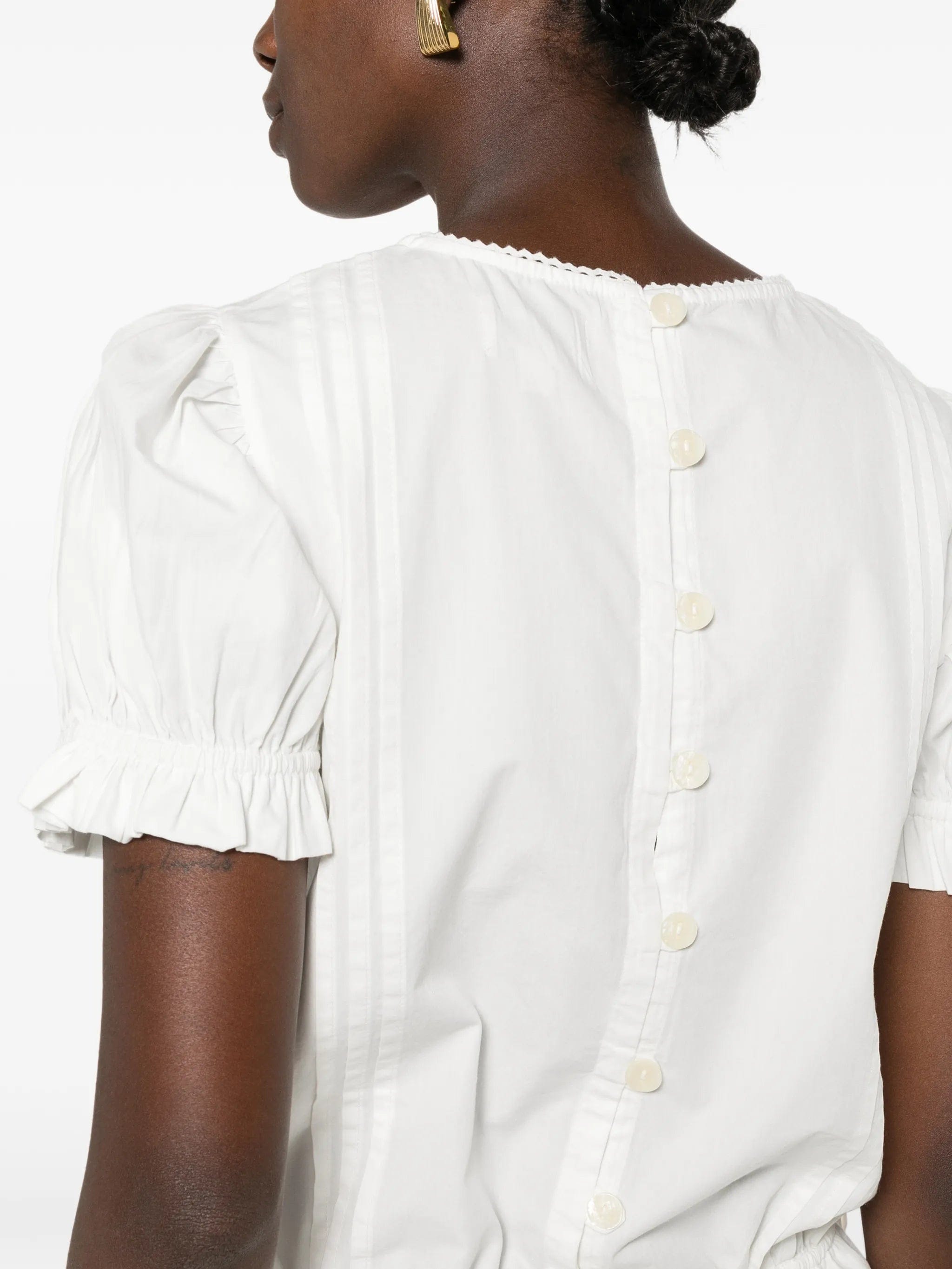 Damson Madder Mabel lace - panelled puffed - sleeve blouse