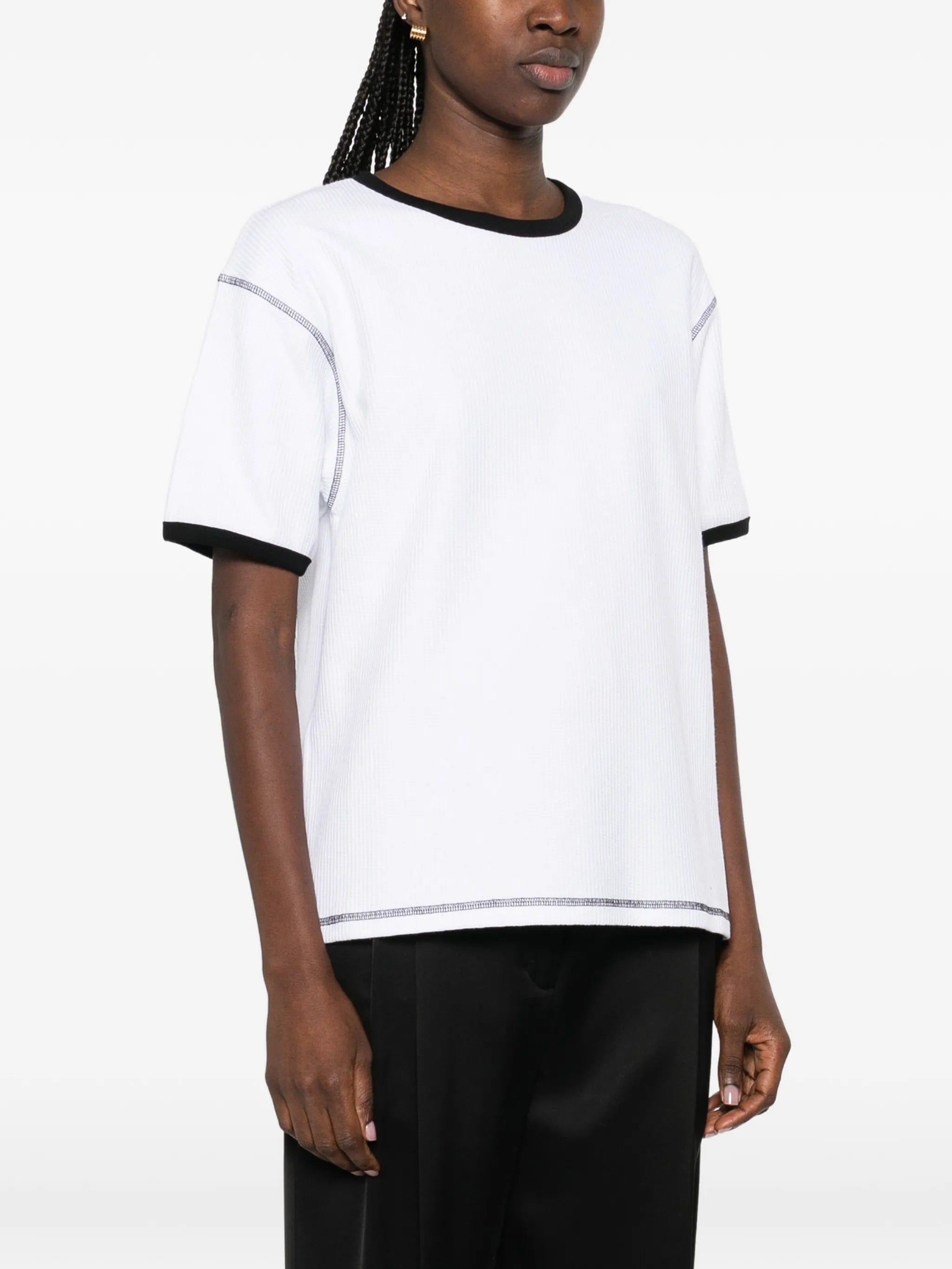 Aya Muse waffle trim T - shirt