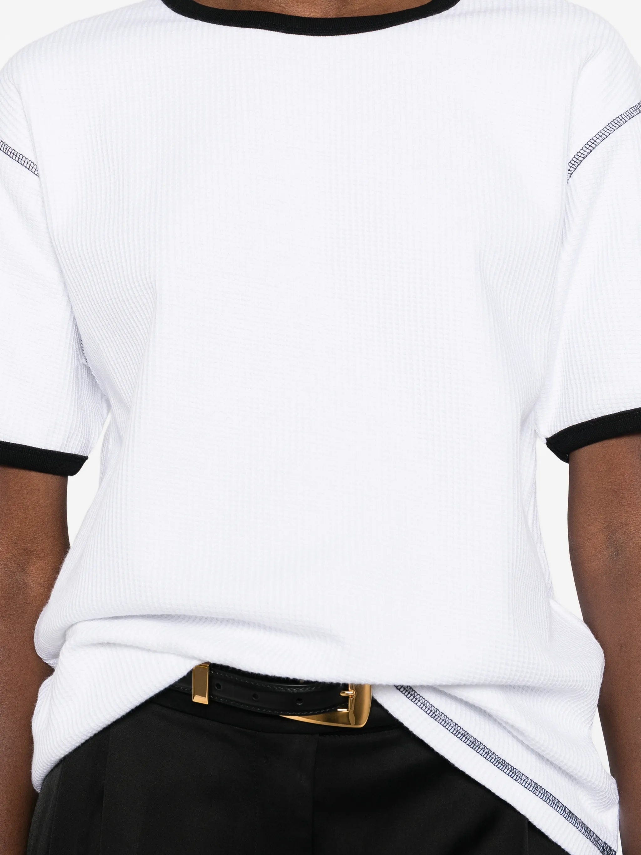 Aya Muse waffle trim T - shirt
