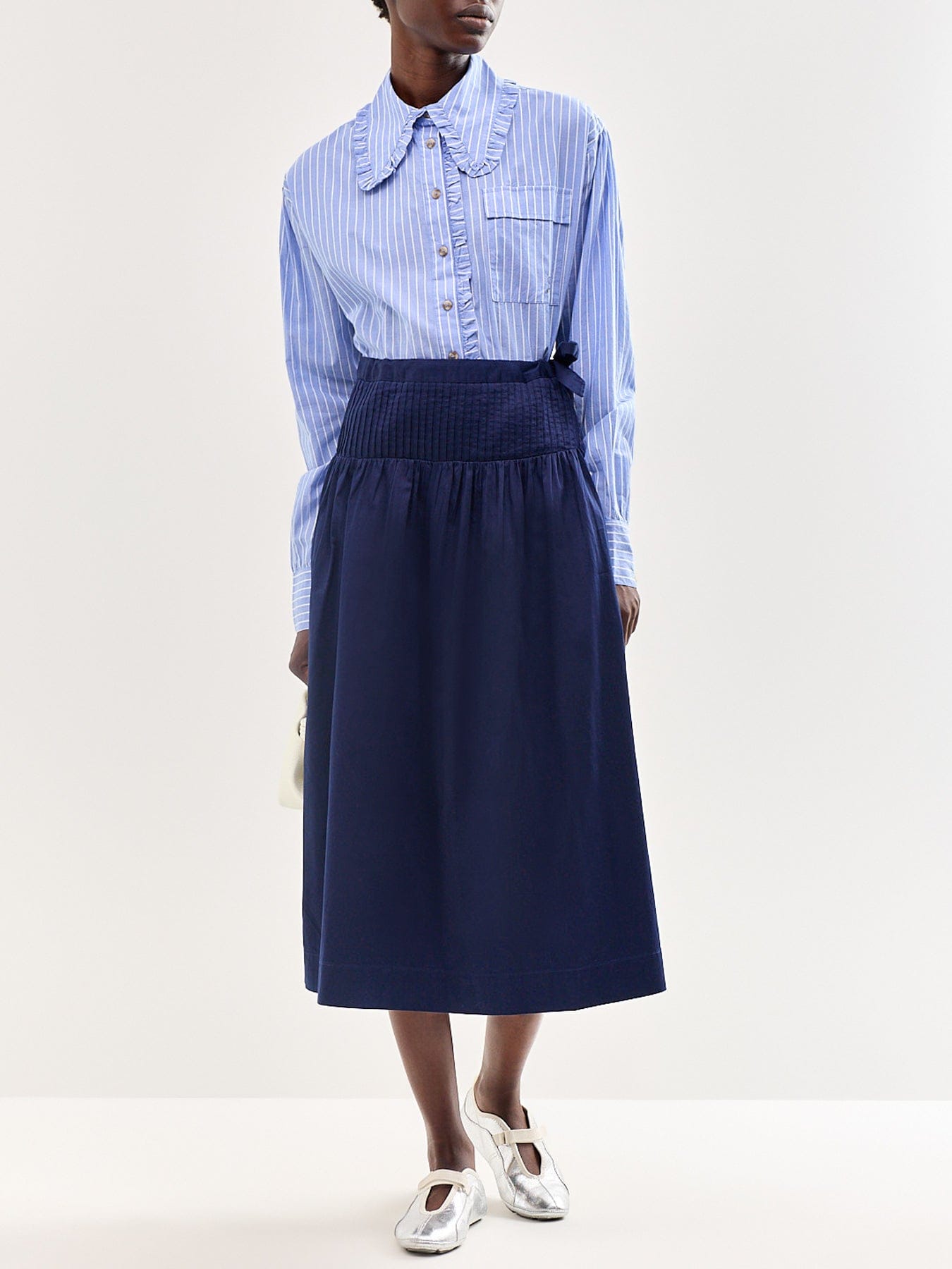 Damson Madder Kendall Ruffle Shirt Blue