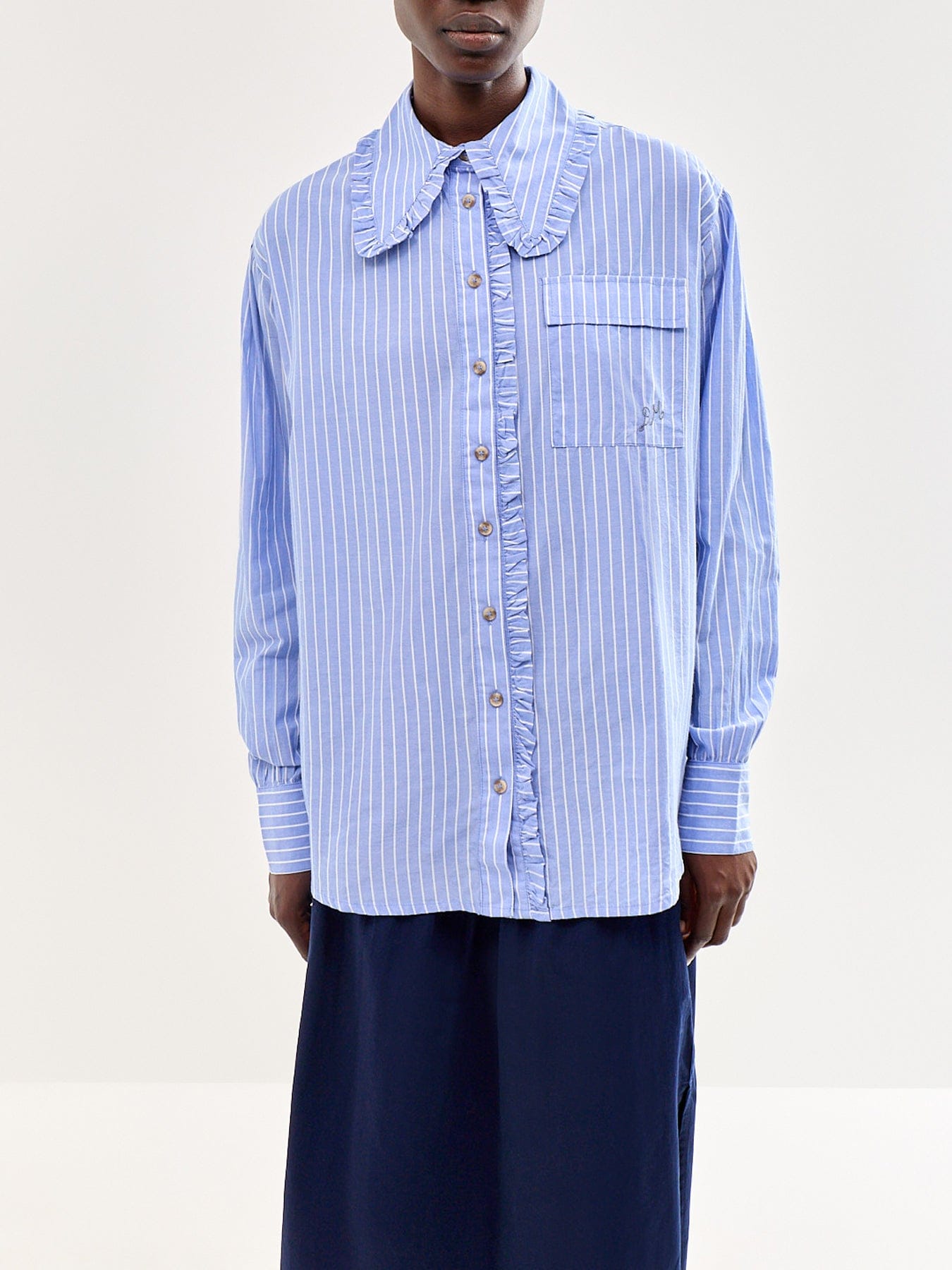 Damson Madder Kendall Ruffle Shirt Blue