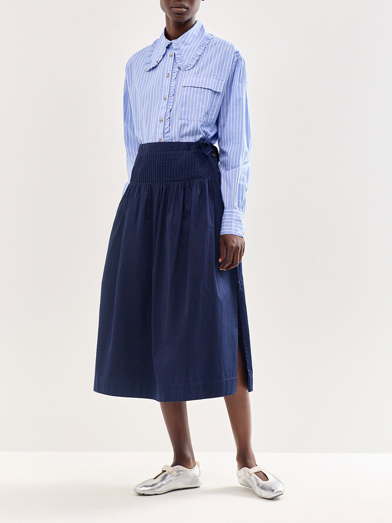 Damson Madder Josie Midi Skirt Navy