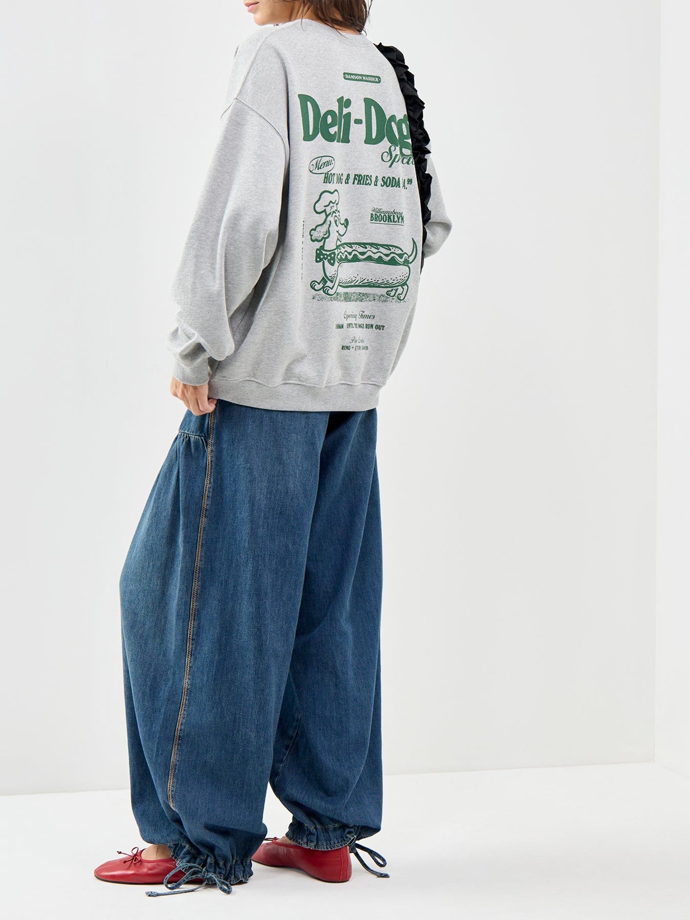 Damson Madder Deli Dog Sweatshirt Grey