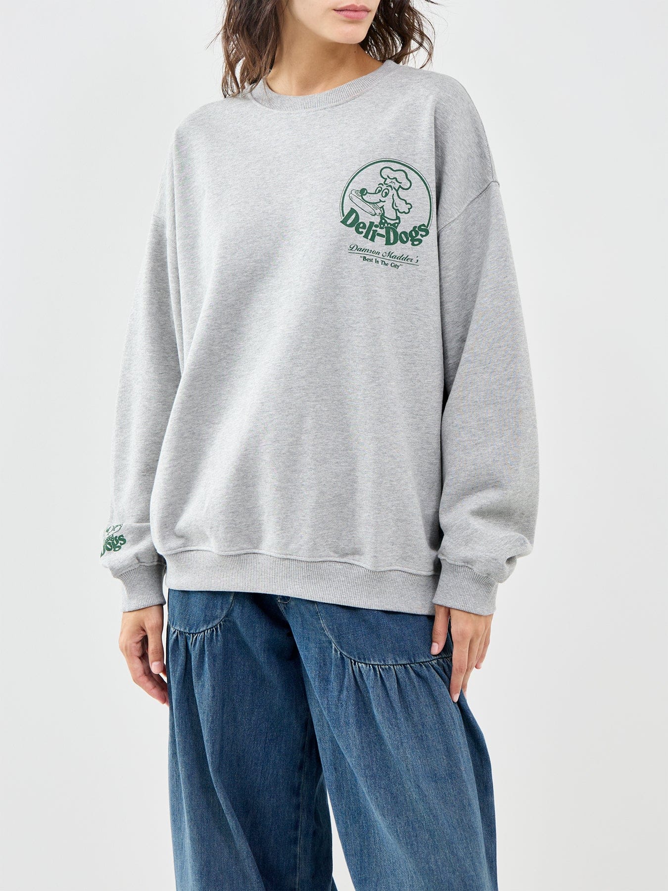 Damson Madder Deli Dog Sweatshirt Grey