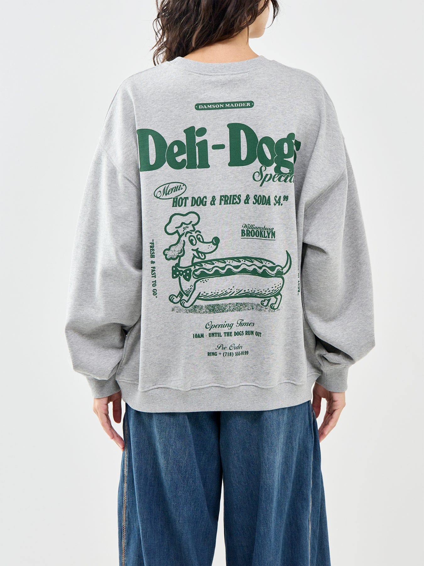 Damson Madder Deli Dog Sweatshirt Grey