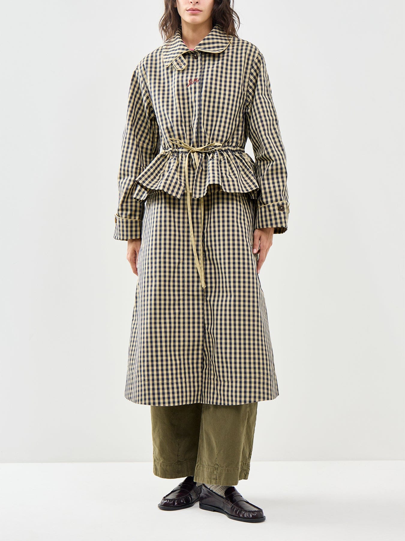 Damson Madder Myrtle Multi Wear Trench Coat Navy Gingham