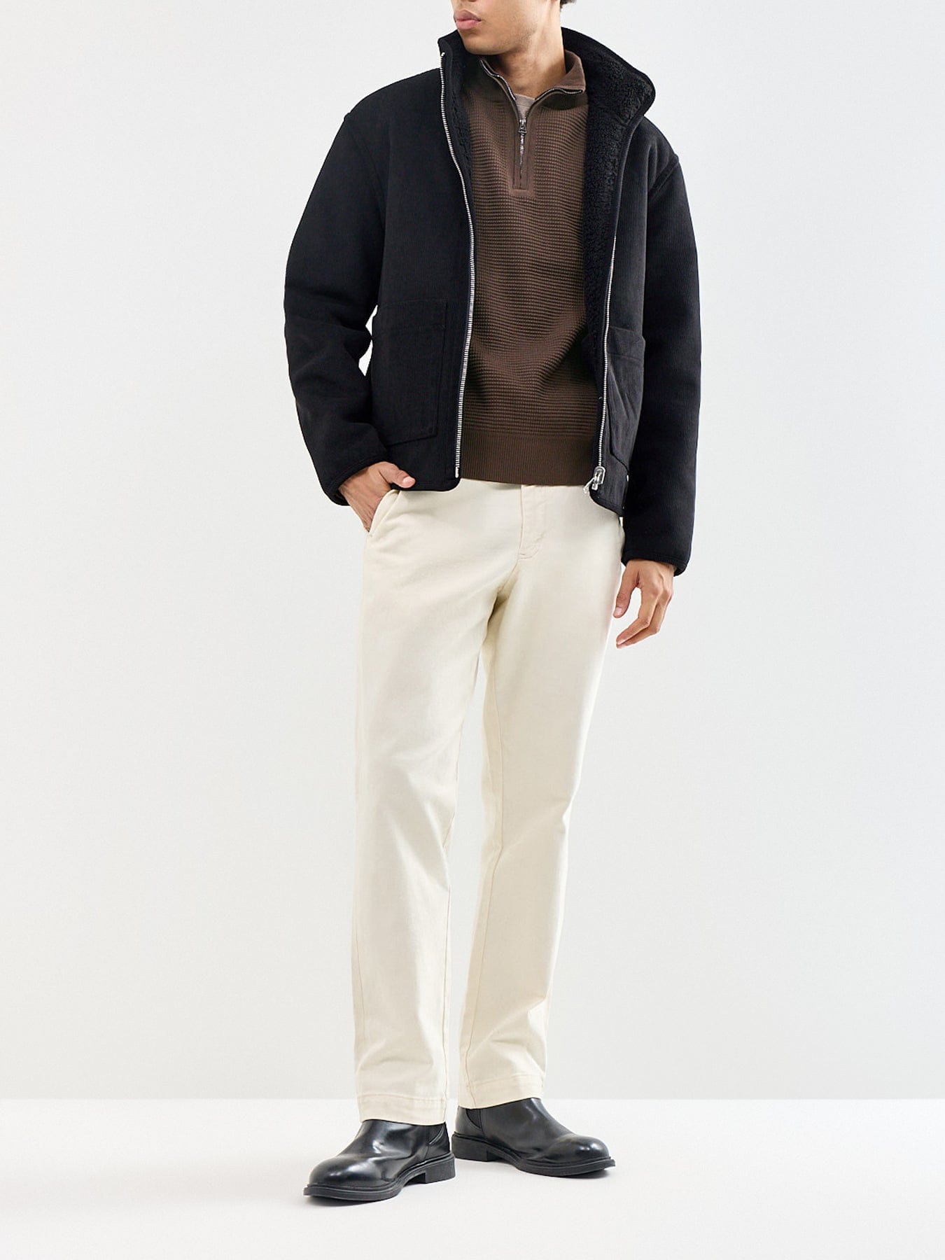 Belstaff Bradwell Quarter Zip Cotton Jumper Olive