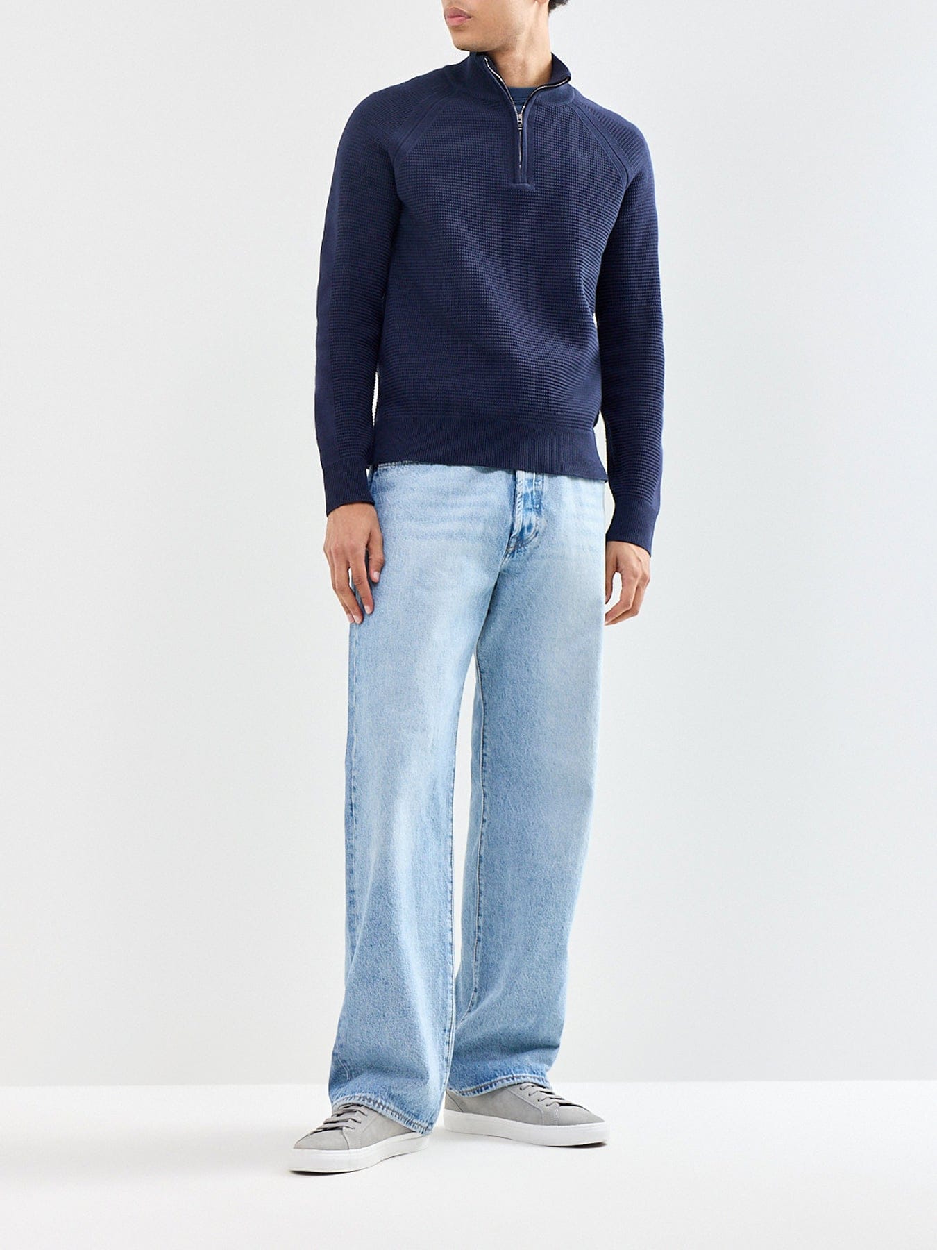 Belstaff Bradwell Quarter Zip Cotton Jumper Navy