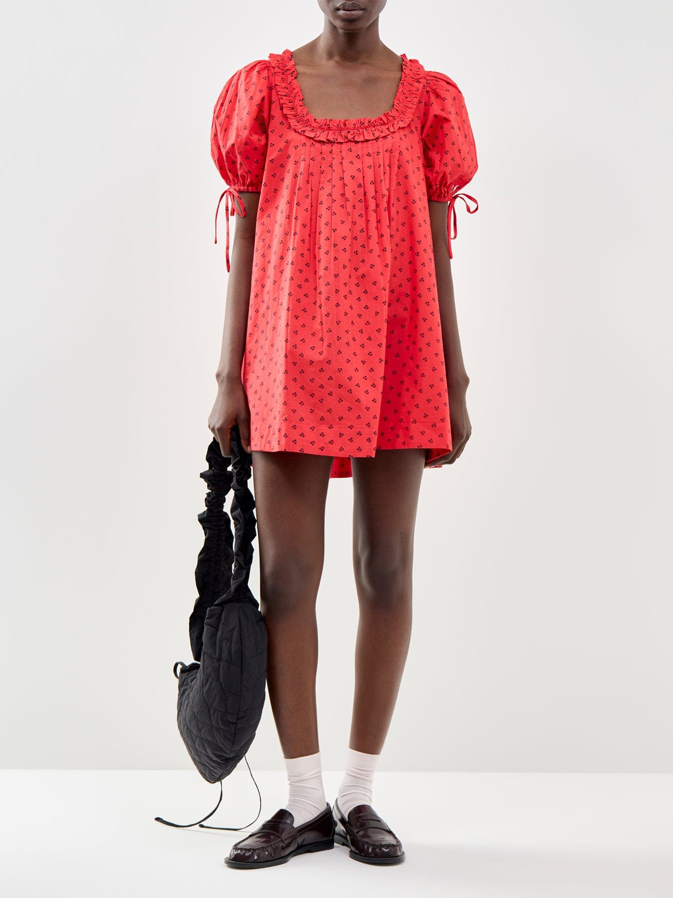 Damson Madder Jemima Cherry Print Mini Dress Red