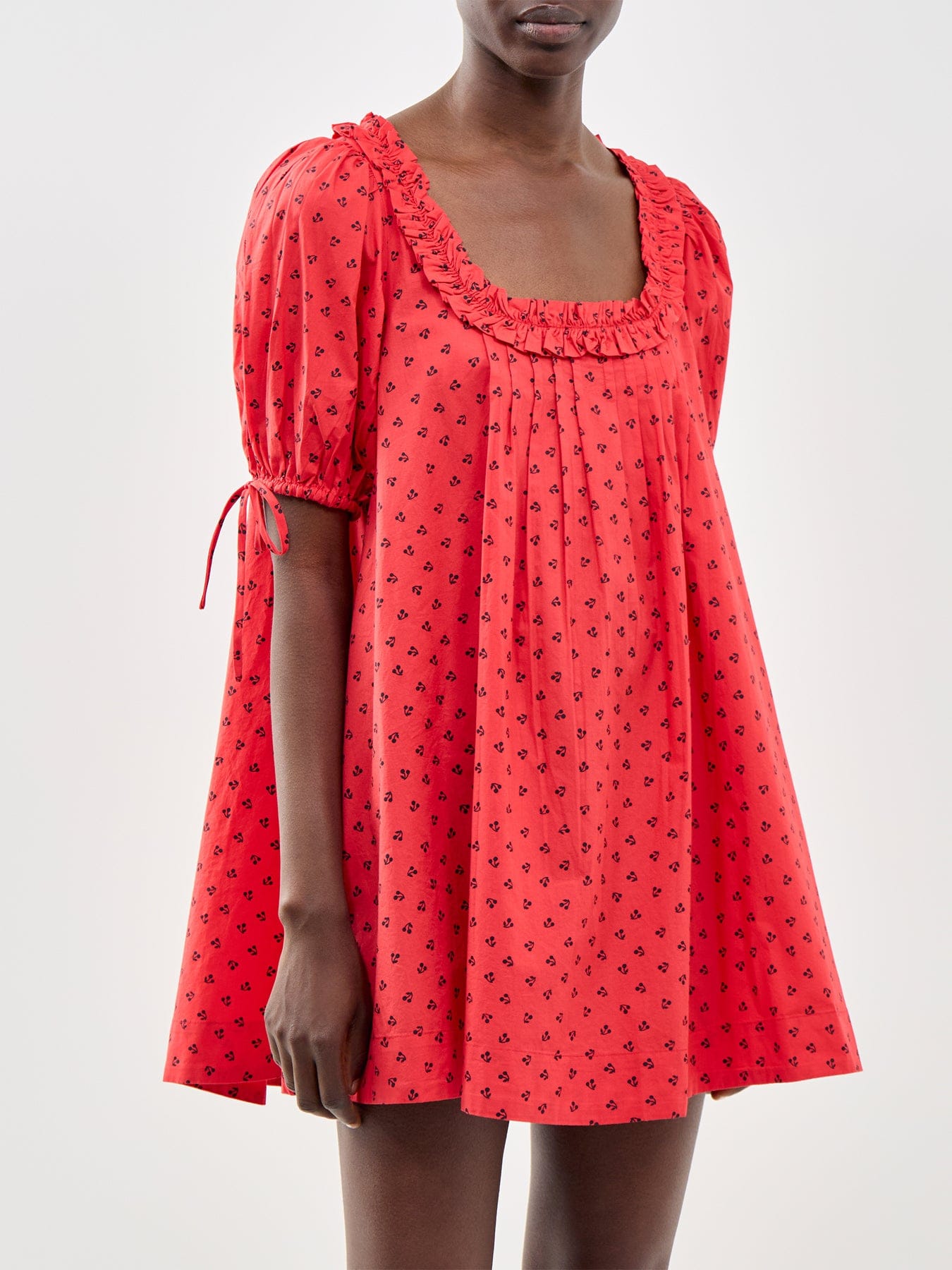 Damson Madder Jemima Cherry Print Mini Dress Red