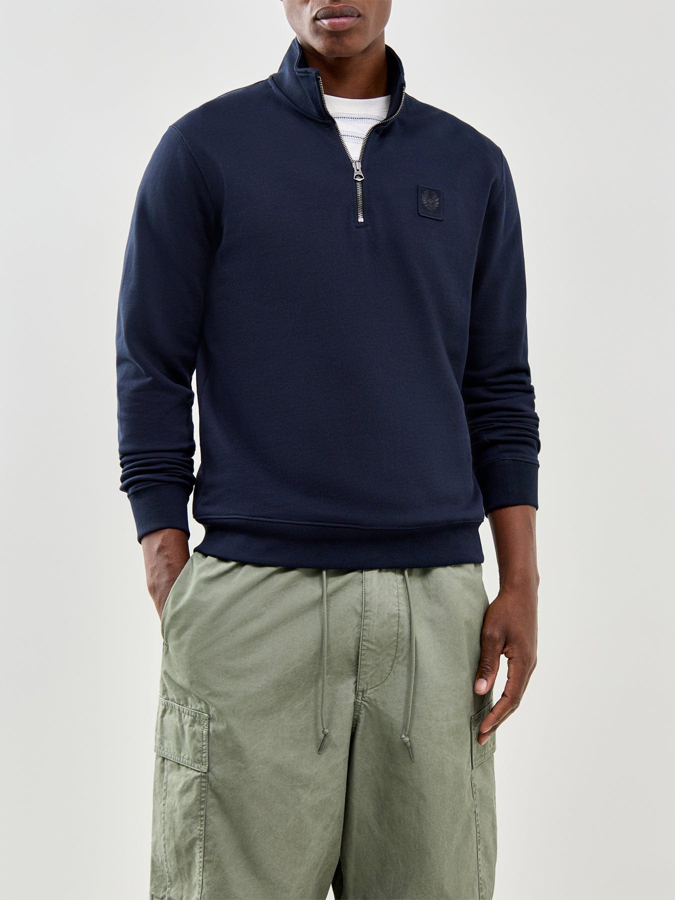 Belstaff Curator Quarter Zip Sweatshirt Navy