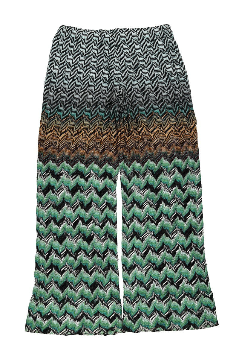 Missoni Size 40 Green Zig Zag Lurex Button Cardigan Set