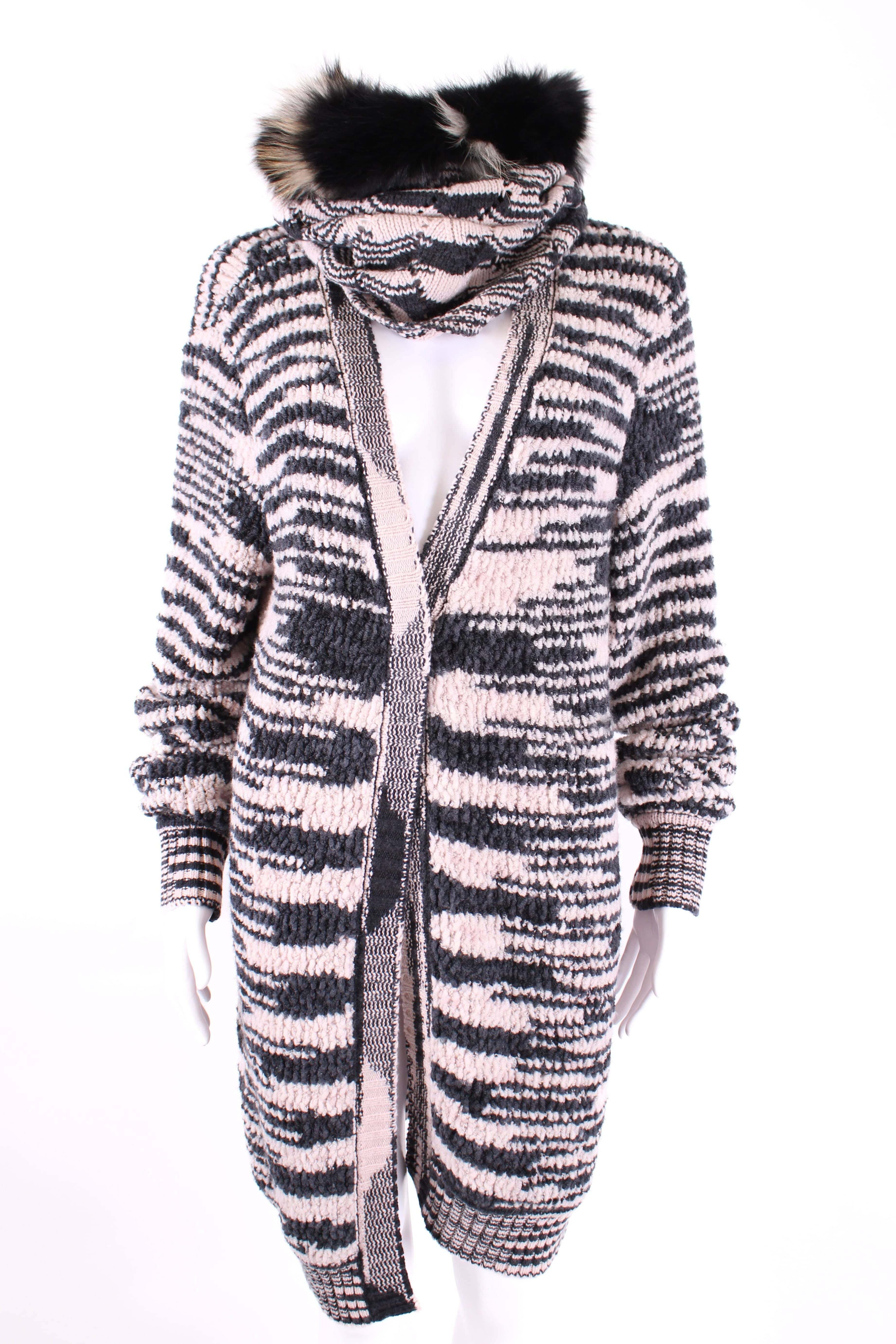 Missoni Cardigan/ Pom Pom Hat Co - ord Light Pink/ Grey M