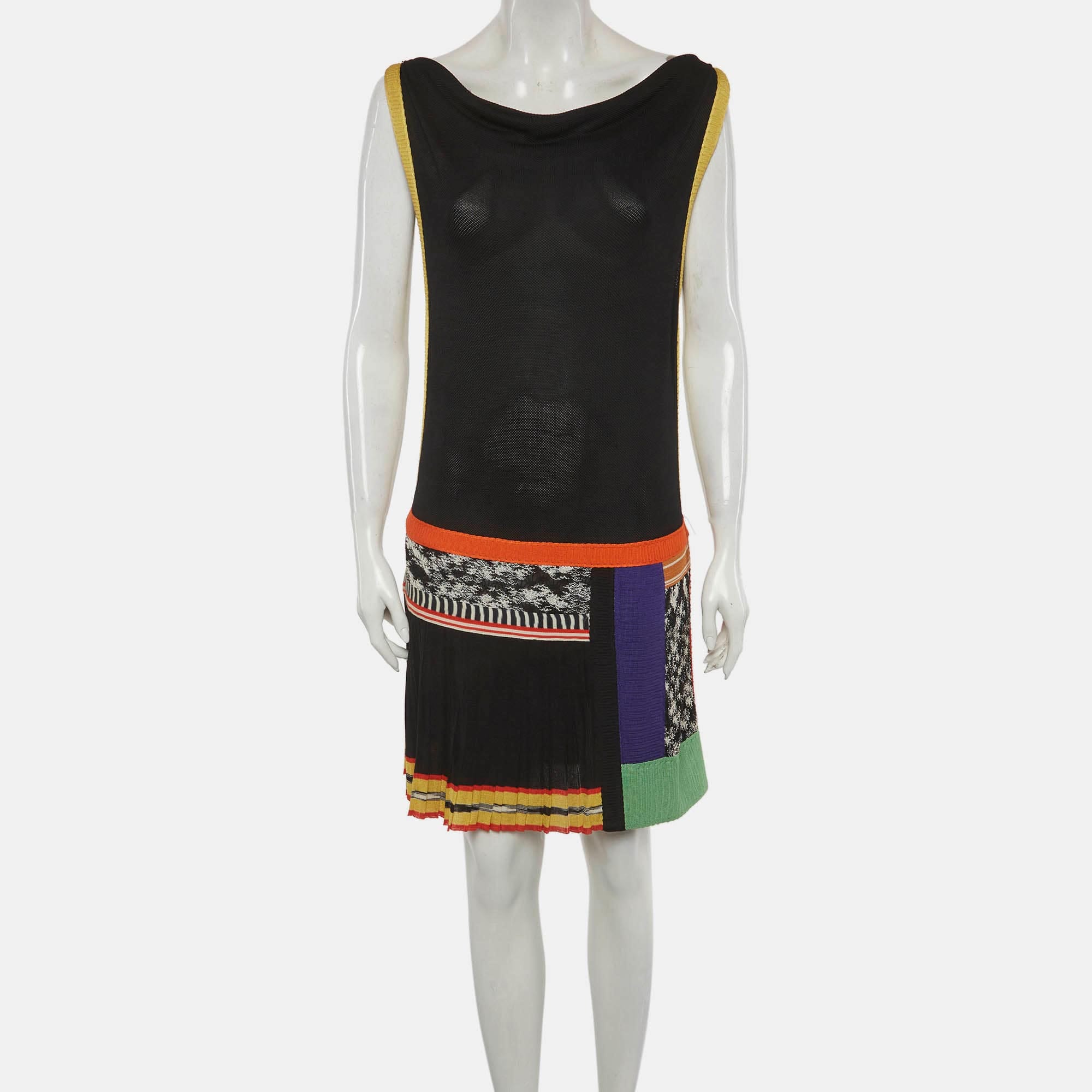 Missoni Multicolour Pique Knit Panelled Sleeveless Mini Dress